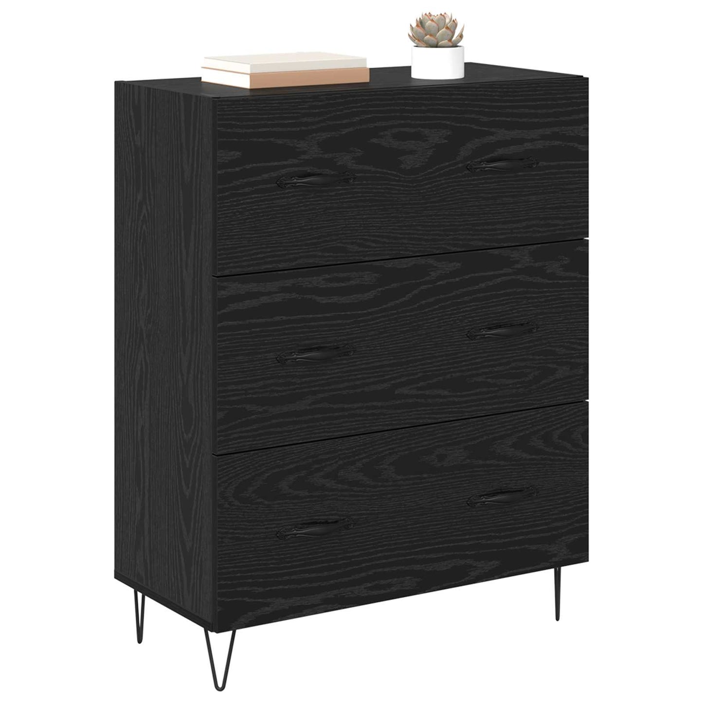 Sideboard mit Schubladen Schwarz Eichen-Optik 69,5 x 34 x 90 cm