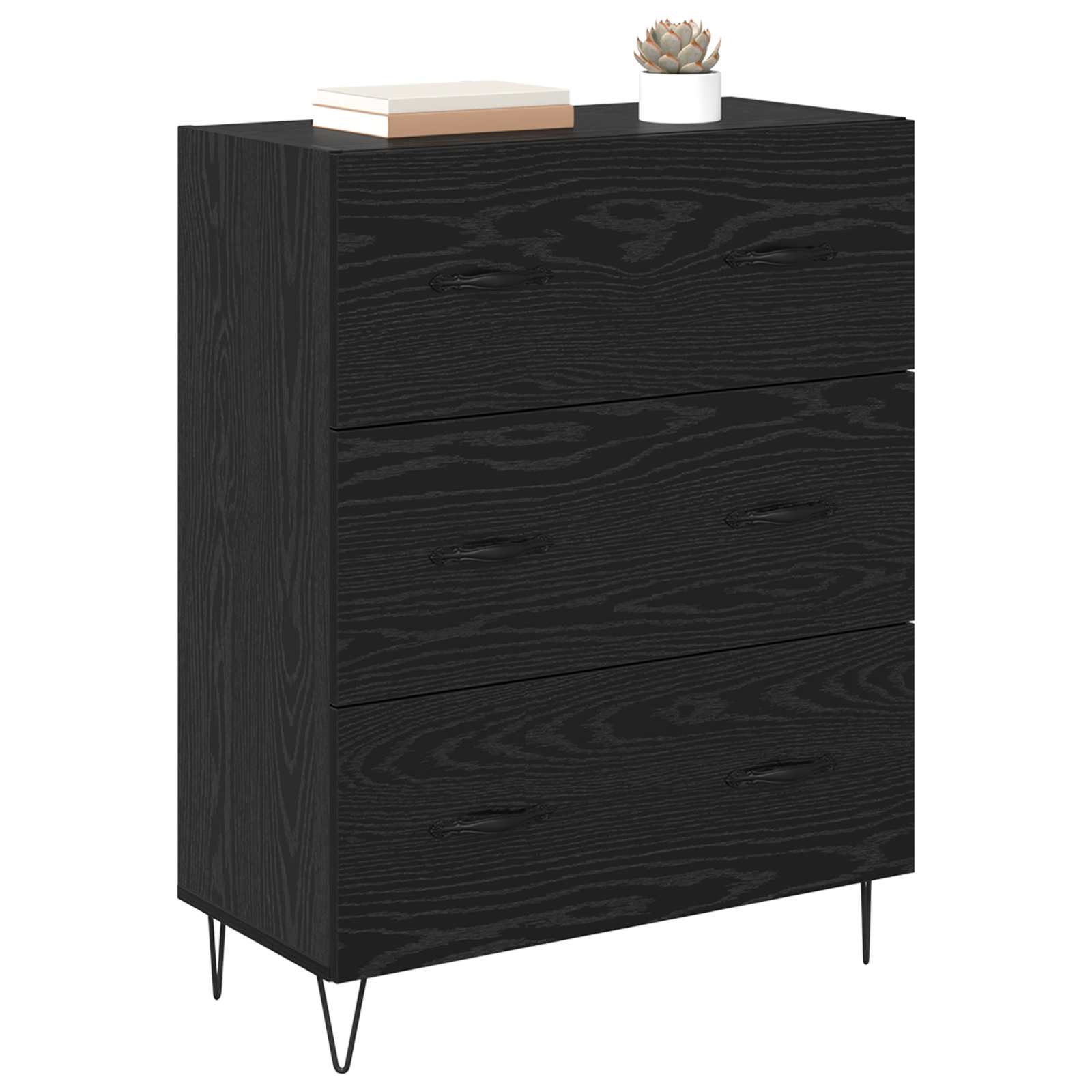 Sideboard mit Schubladen Schwarz Eichen-Optik 69,5 x 34 x 90 cm