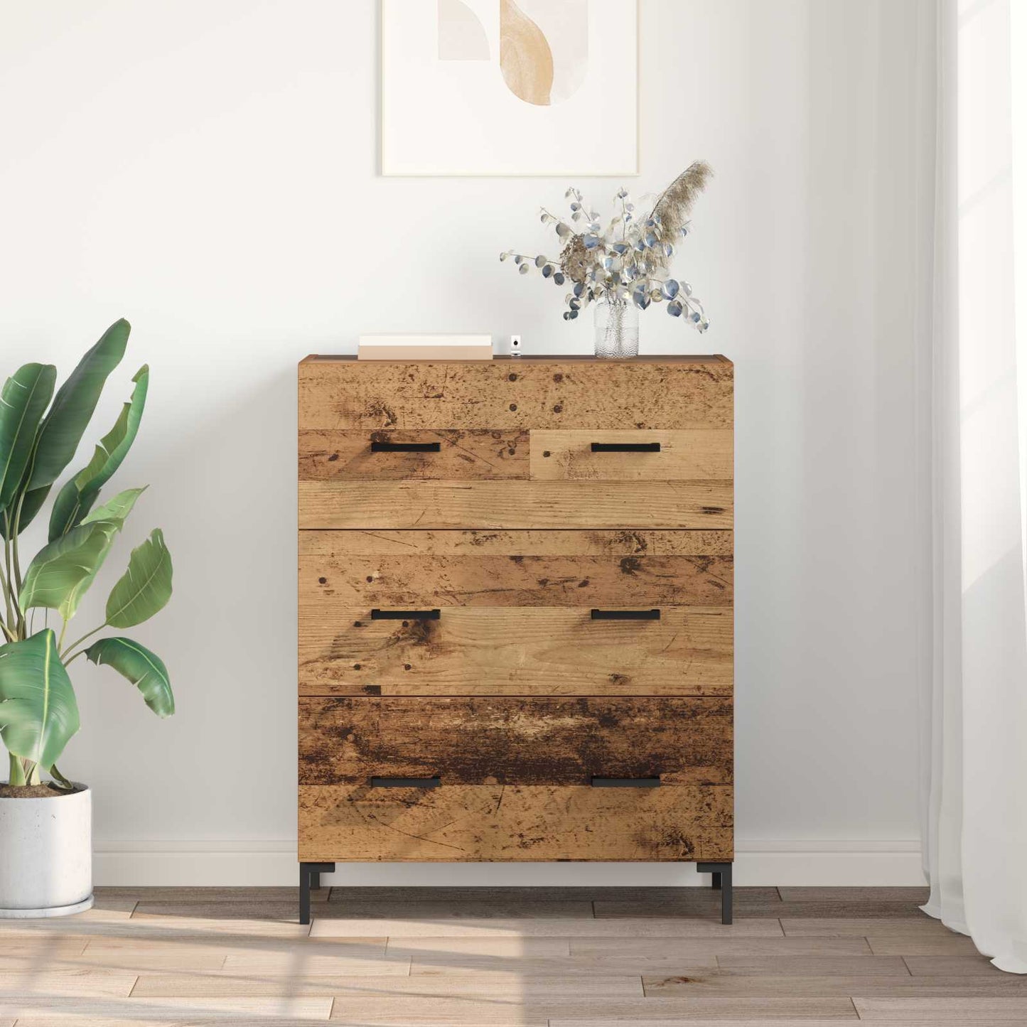 Sideboard Altholz 69,5 x 34 x 90 cm Verbundholz und Eisen