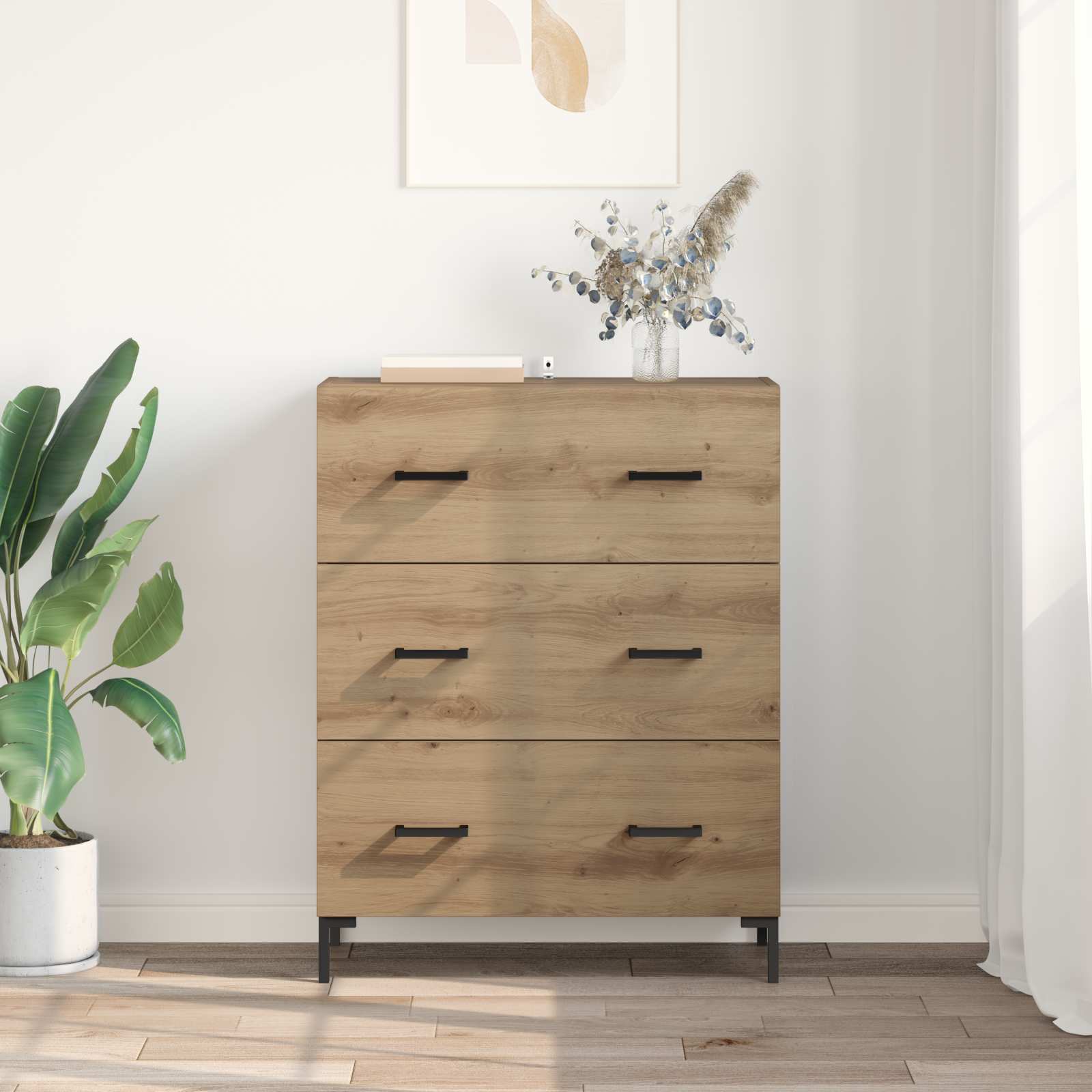 Sideboard Artisan-Eiche 69,5 x 34 x 90 cm Verbundholz und Eisen