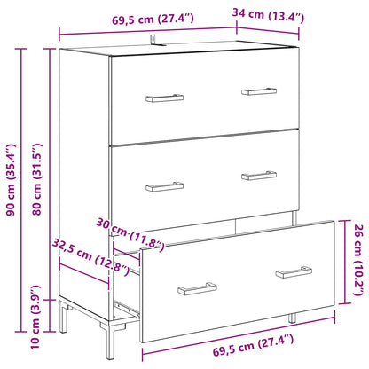 Sideboard Artisan-Eiche 69,5 x 34 x 90 cm Verbundholz und Eisen