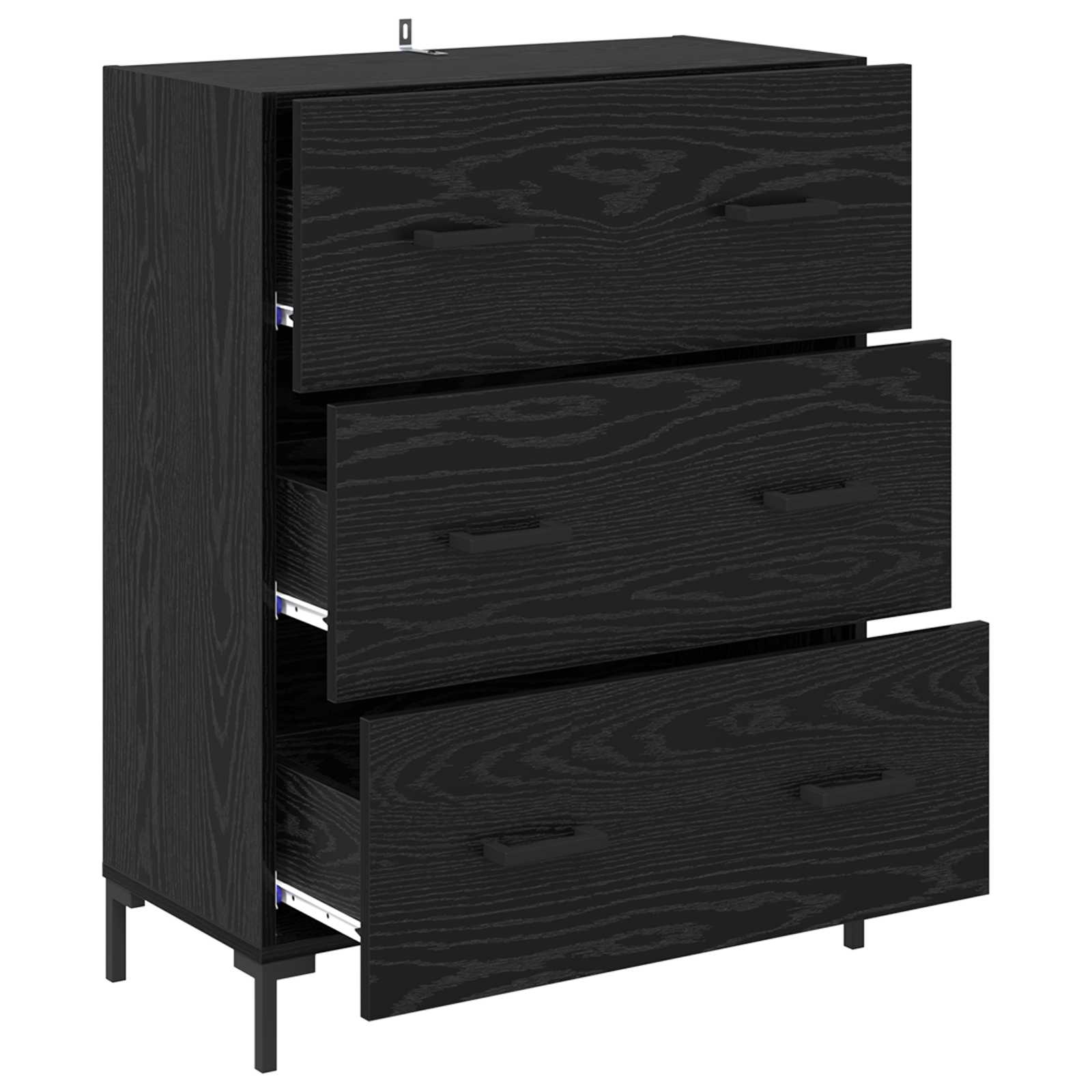 Sideboard Schwarz Eichen-Optik 69,5 x 34 x 90 cm