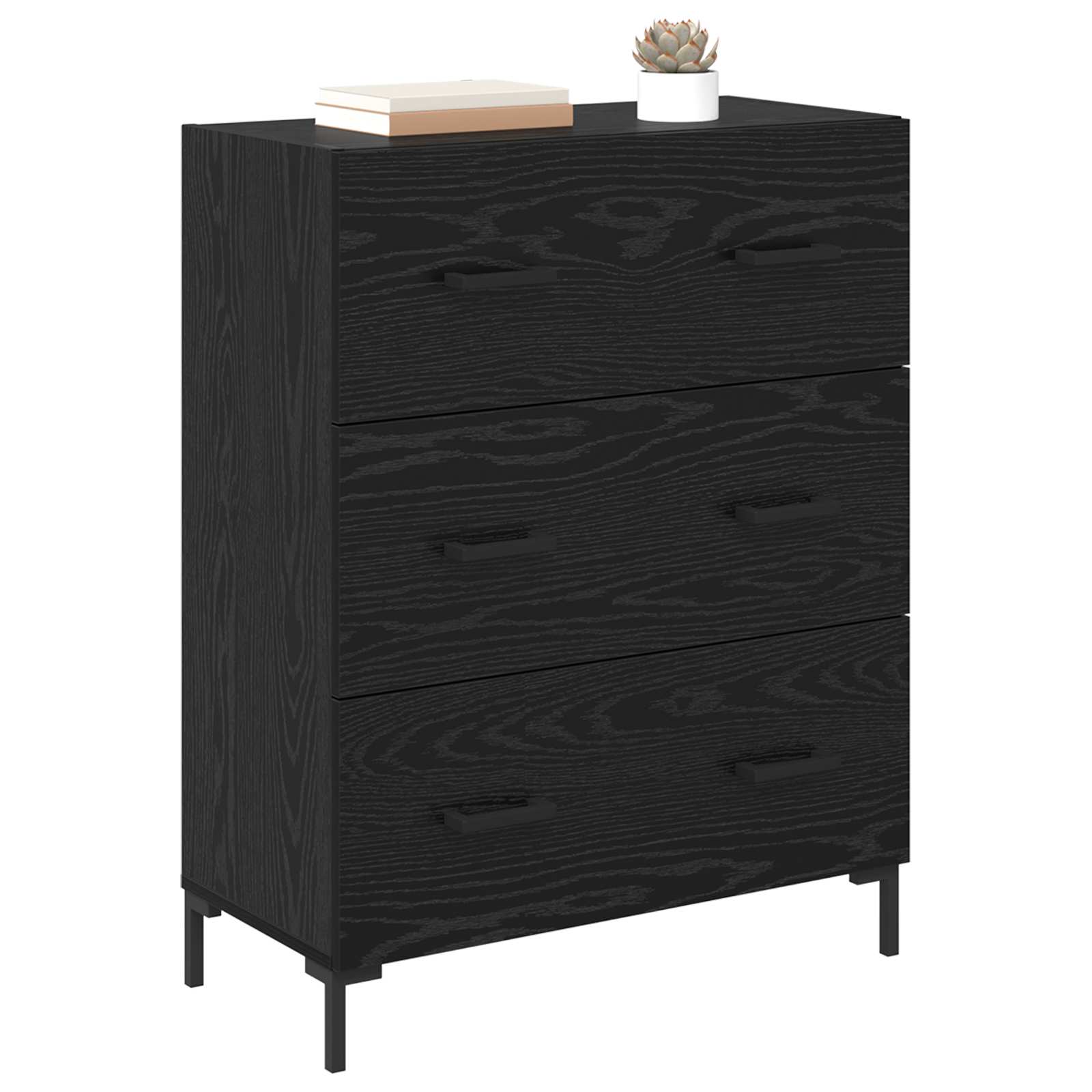 Sideboard Schwarz Eichen-Optik 69,5 x 34 x 90 cm