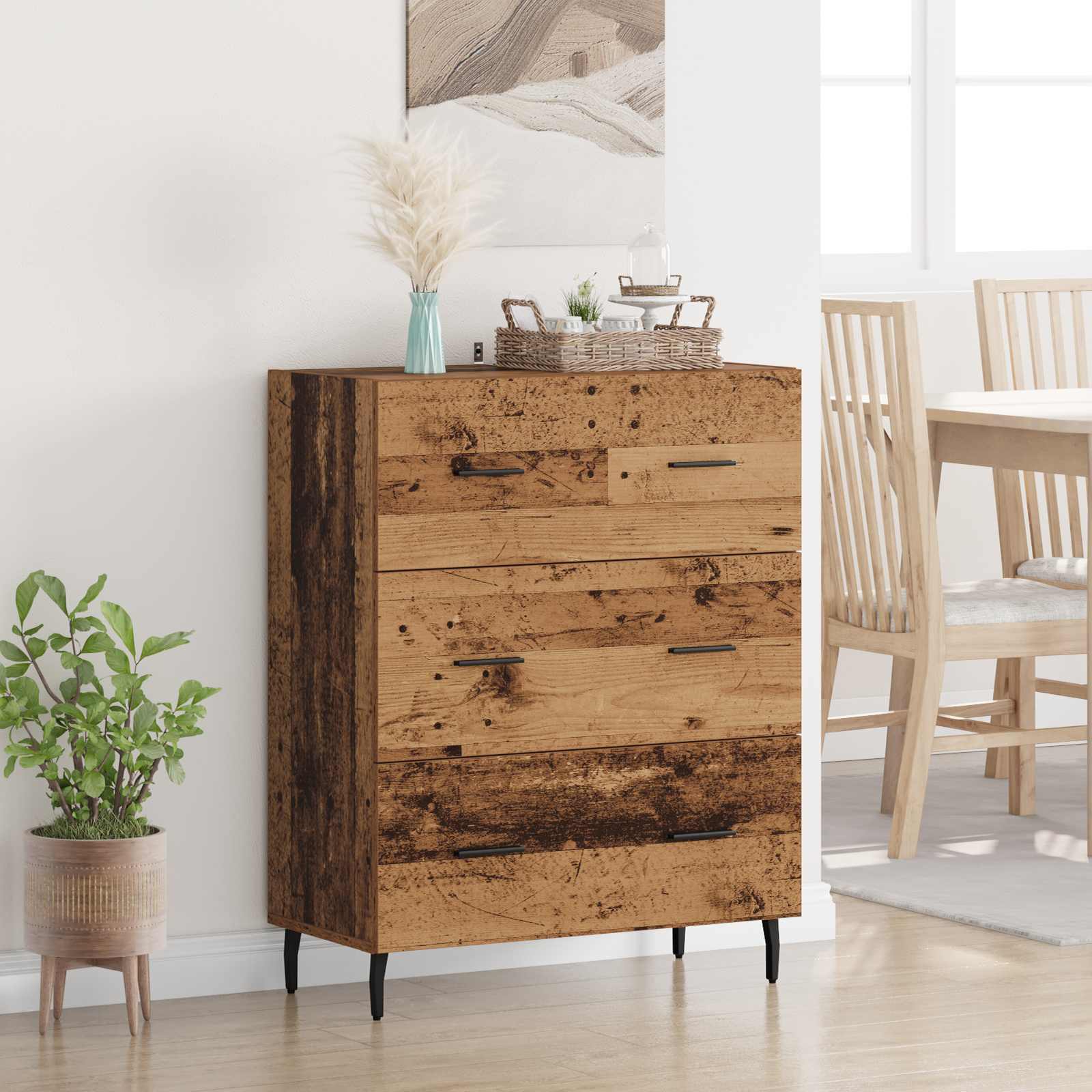 Sideboard Altholz 69,5 x 34 x 90 cm Verbundholz und Eisen