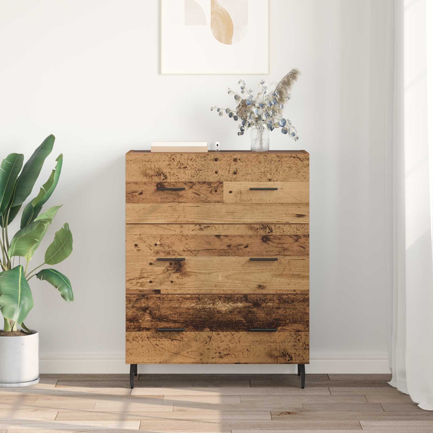 Sideboard Altholz 69,5 x 34 x 90 cm Verbundholz und Eisen