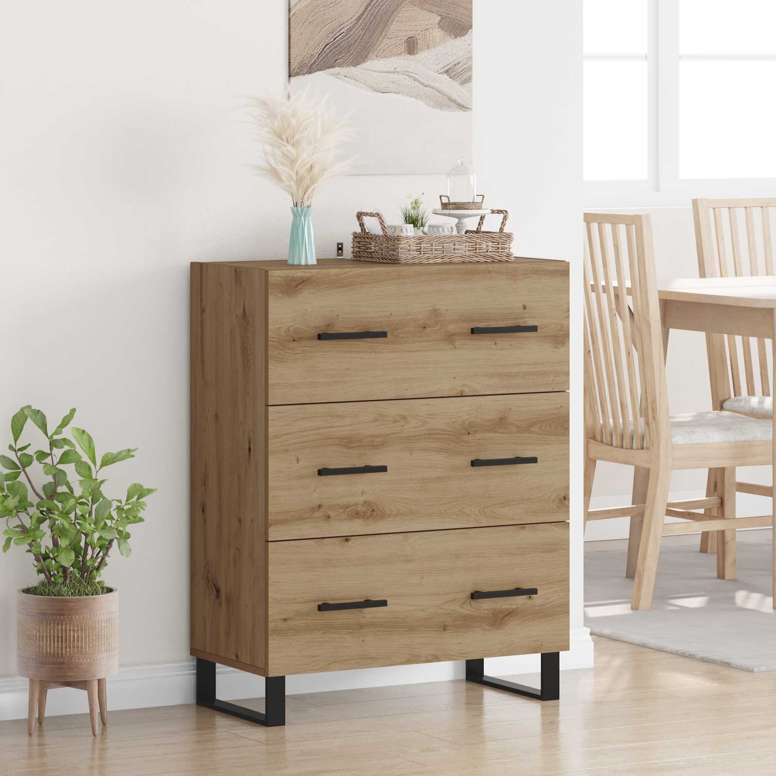 Sideboard Artisan-Eiche 69,5 x 34 x 90 cm Verbundholz und Eisen