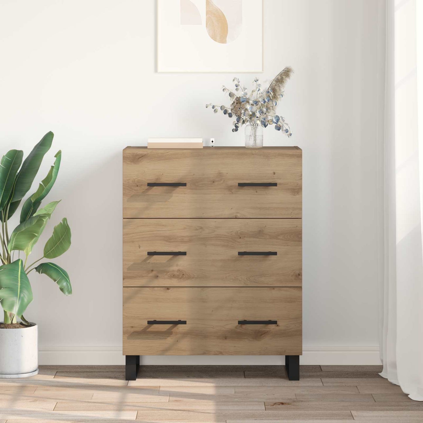 Sideboard Artisan-Eiche 69,5 x 34 x 90 cm Verbundholz und Eisen