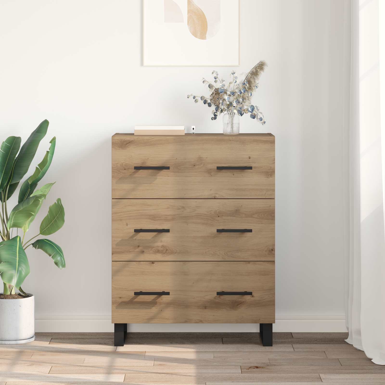Sideboard Artisan-Eiche 69,5 x 34 x 90 cm Verbundholz und Eisen
