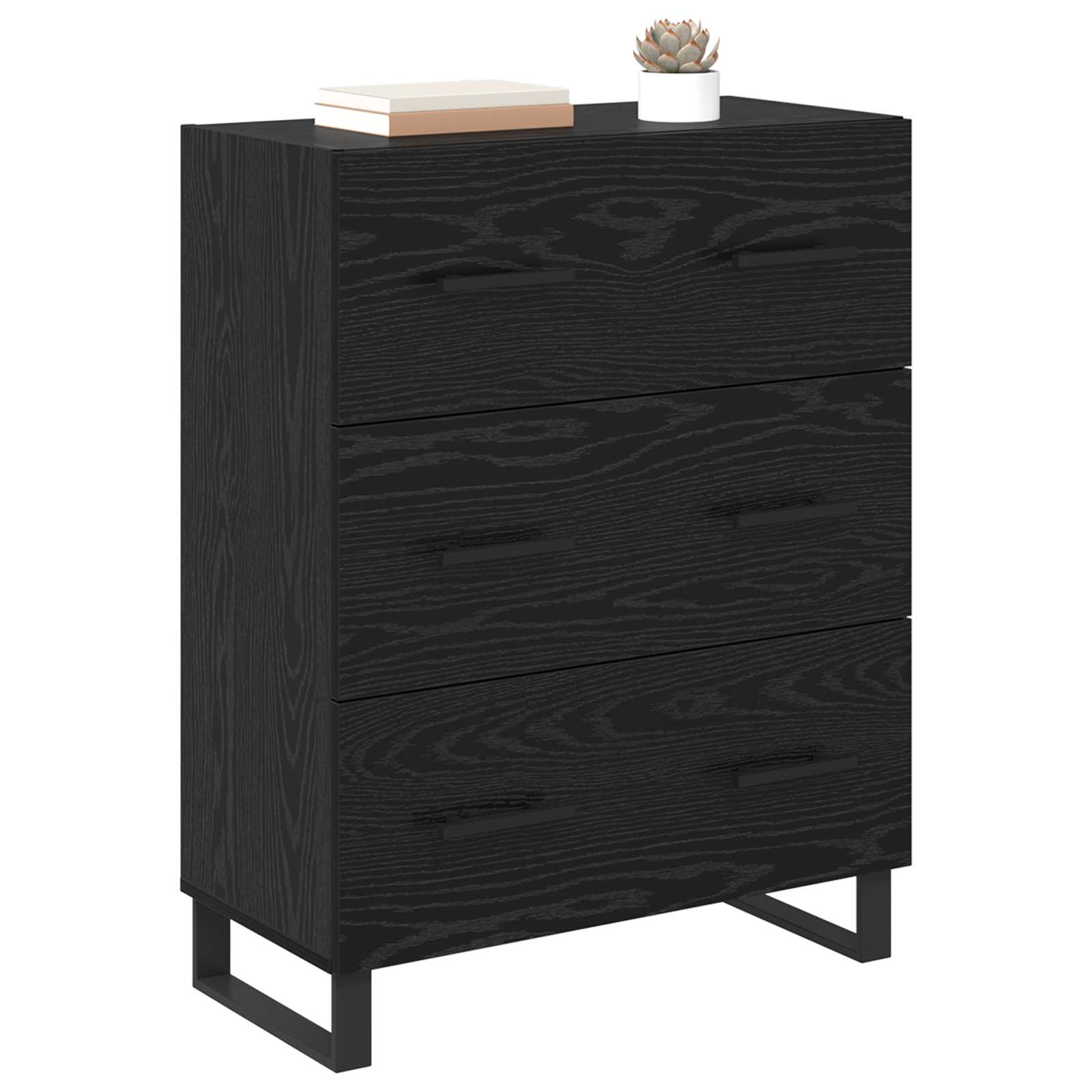 Sideboard Schwarz Eichen-Optik 69,5 x 34 x 90 cm
