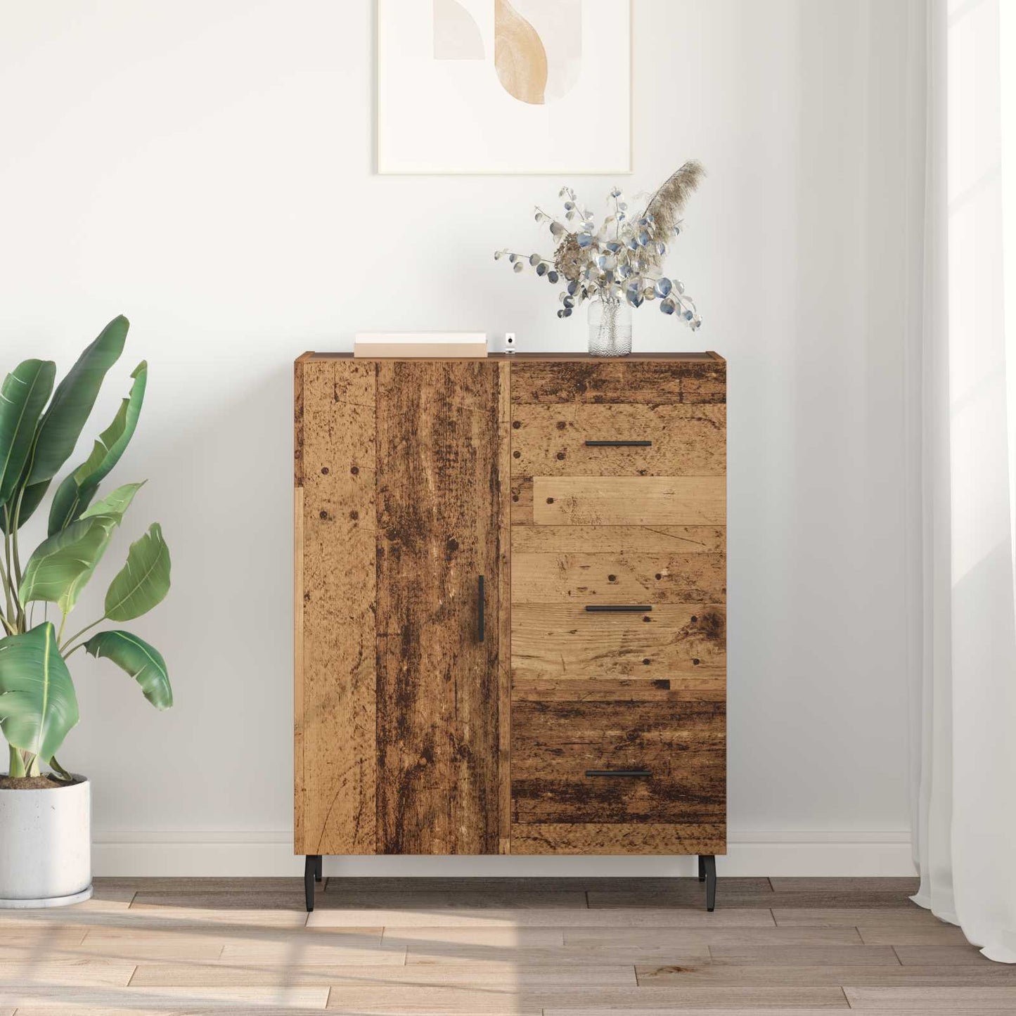 Sideboard Altholz 69,5 x 34 x 90 cm Verbundholz und Eisen
