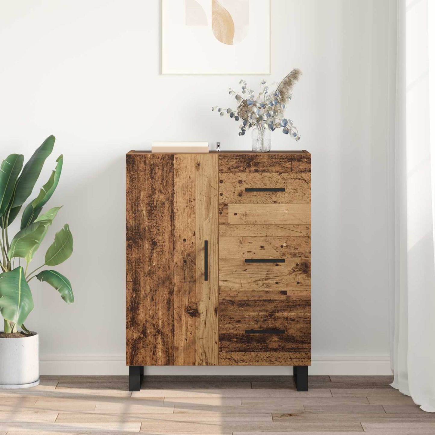 Sideboard Altholz 69,5 x 34 x 90 cm Verbundholz und Eisen