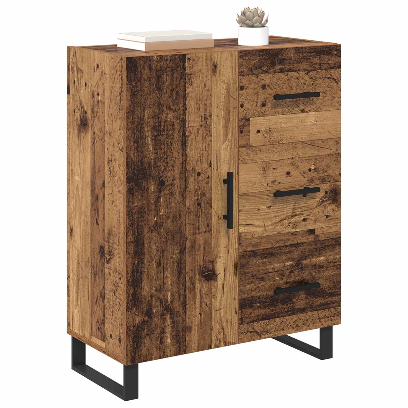 Sideboard Altholz 69,5 x 34 x 90 cm Verbundholz und Eisen