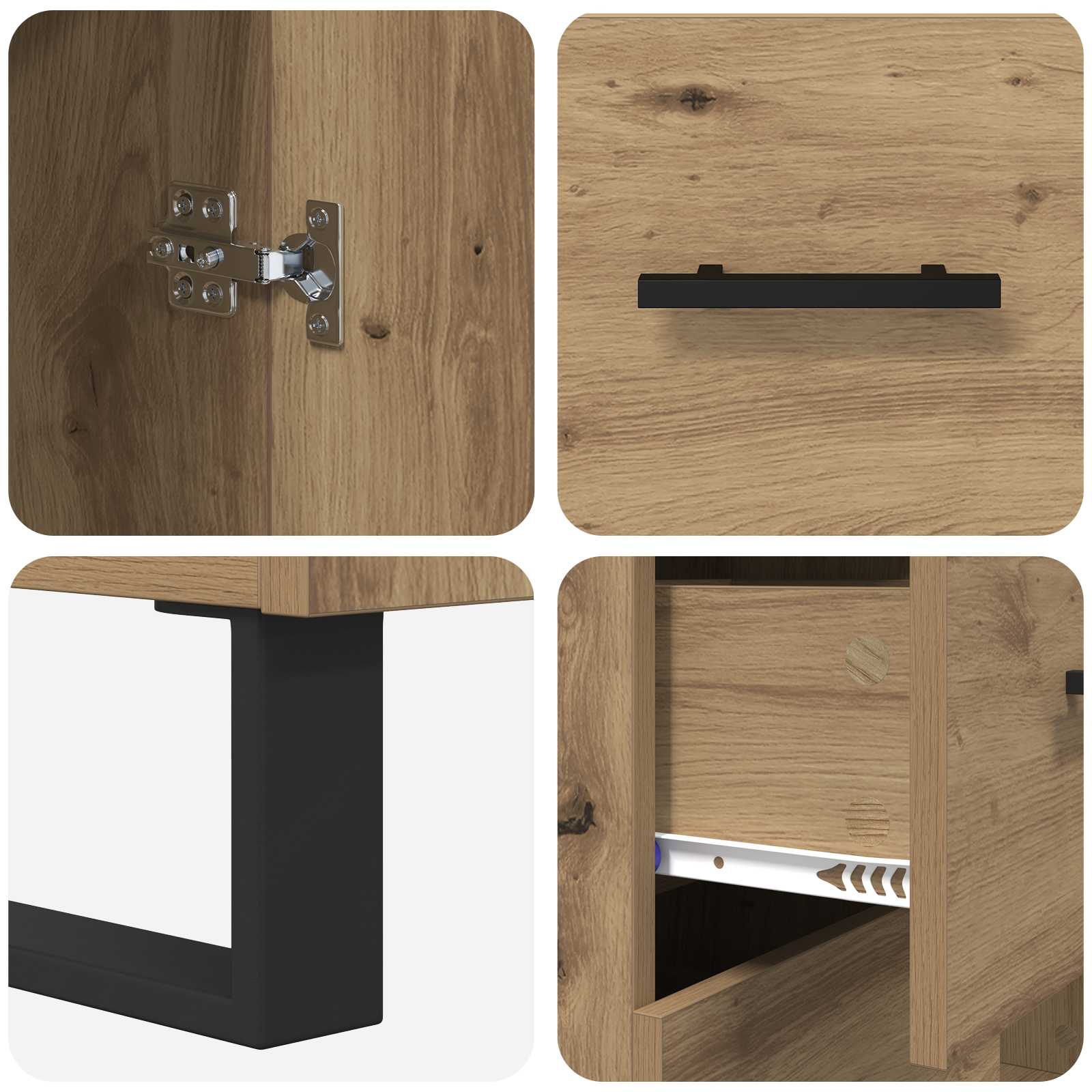 Sideboard Artisan-Eiche 69,5 x 34 x 90 cm Verbundholz und Eisen
