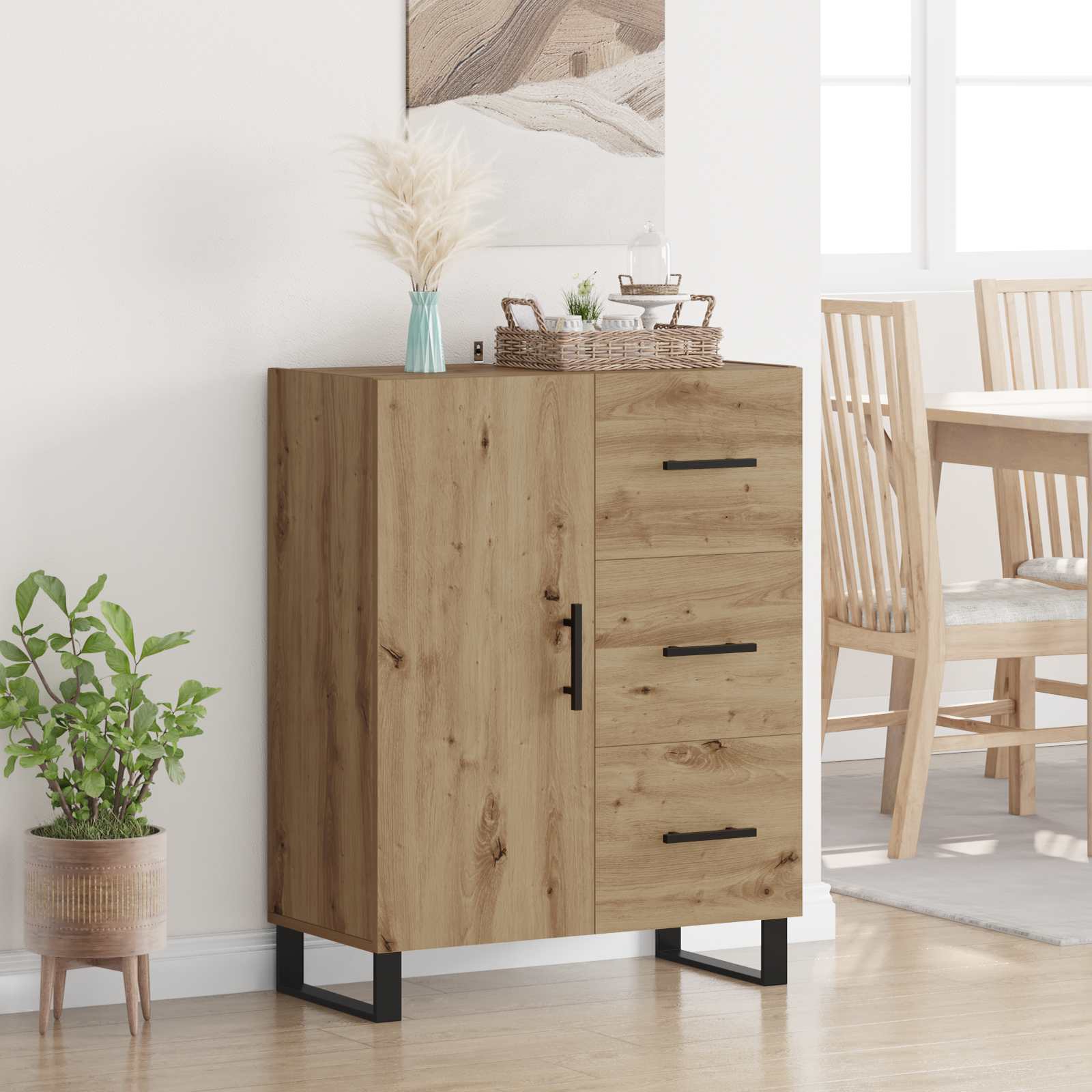 Sideboard Artisan-Eiche 69,5 x 34 x 90 cm Verbundholz und Eisen