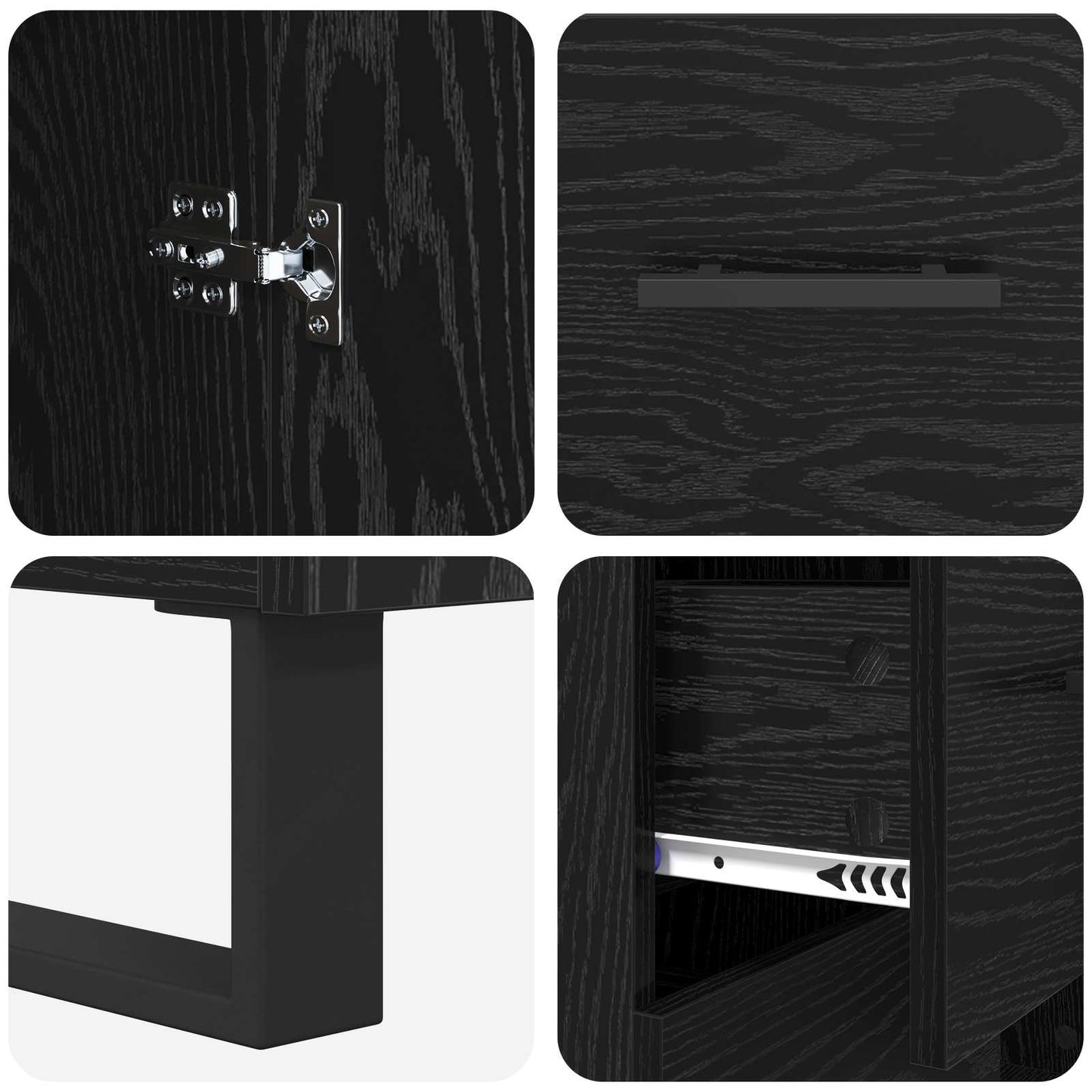 Sideboard mit Schubladen Schwarz Eichen-Optik 69,5 x 34 x 90 cm