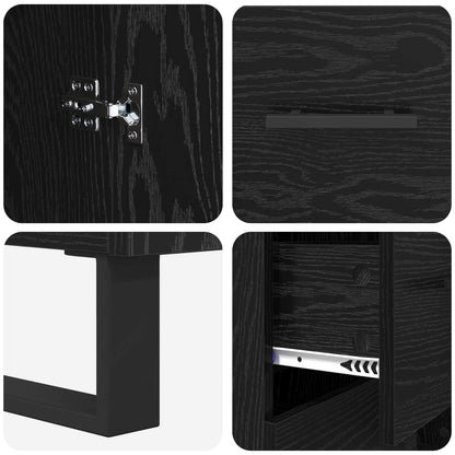 Sideboard mit Schubladen Schwarz Eichen-Optik 69,5 x 34 x 90 cm