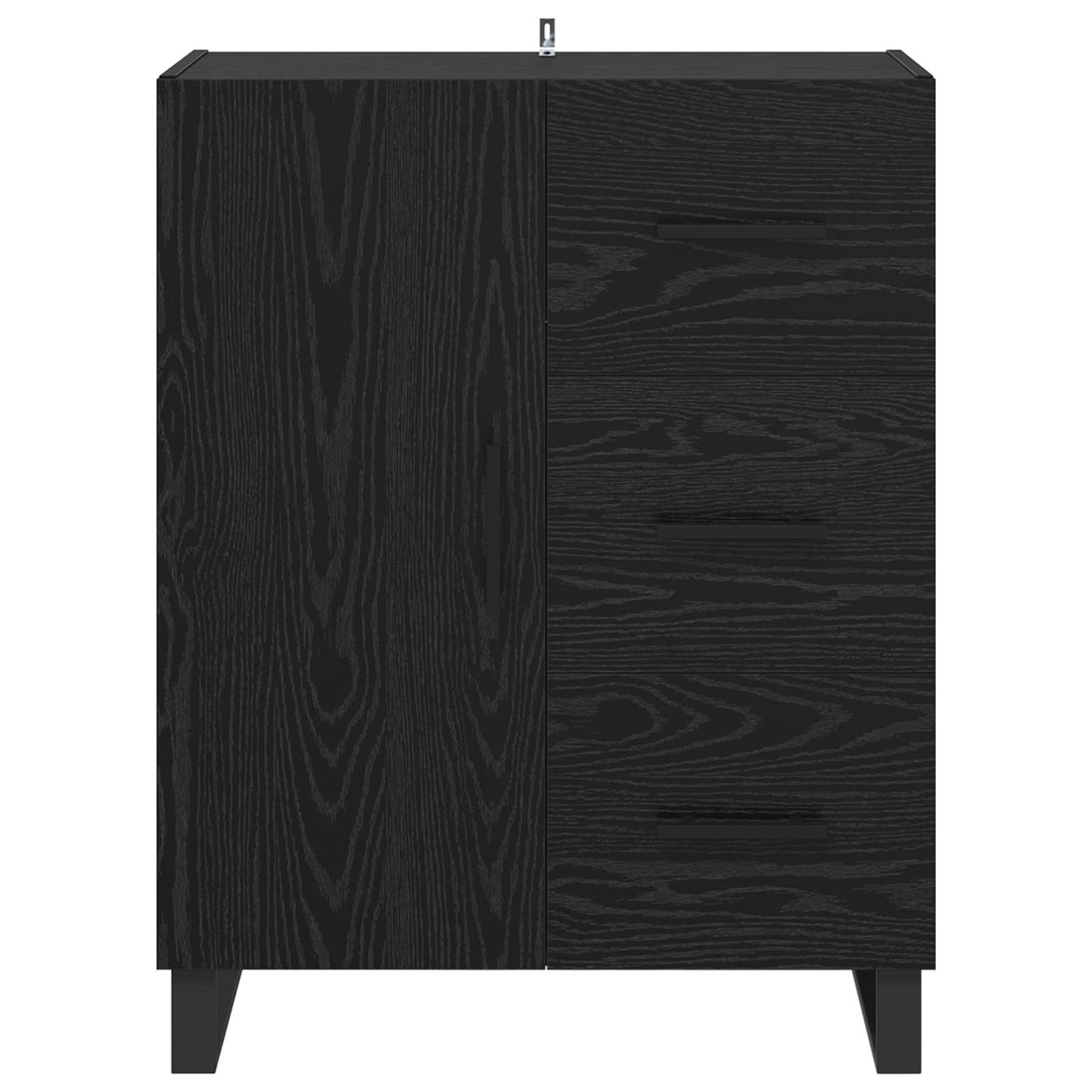 Sideboard mit Schubladen Schwarz Eichen-Optik 69,5 x 34 x 90 cm