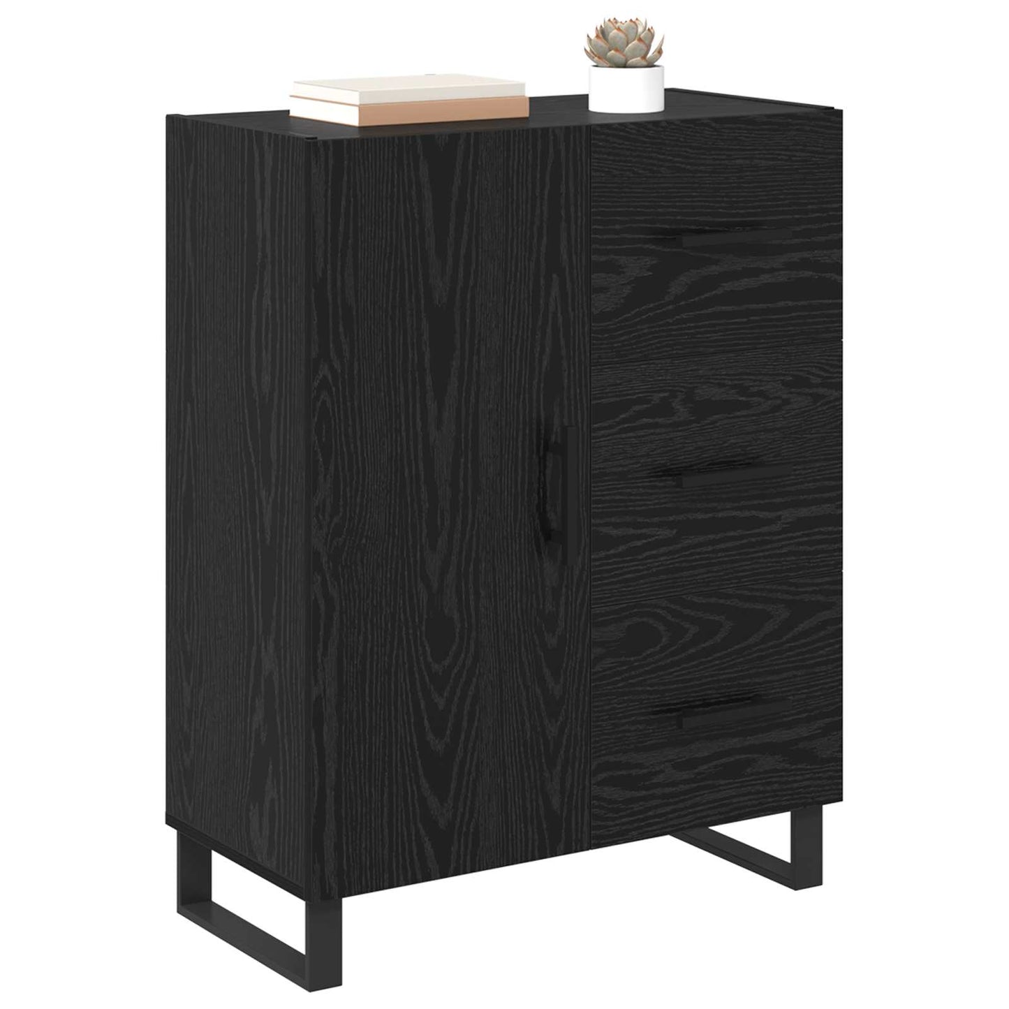 Sideboard mit Schubladen Schwarz Eichen-Optik 69,5 x 34 x 90 cm