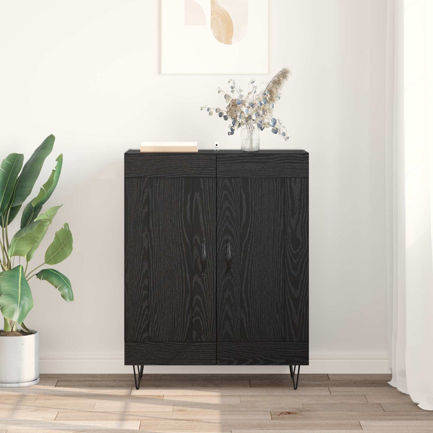 Sideboard Schwarz Eichen-Optik 69,5 x 34 x 90 cm