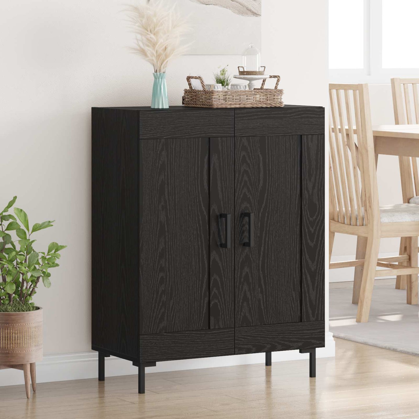 Sideboard Schwarz Eichen-Optik 69,5 x 34 x 90 cm