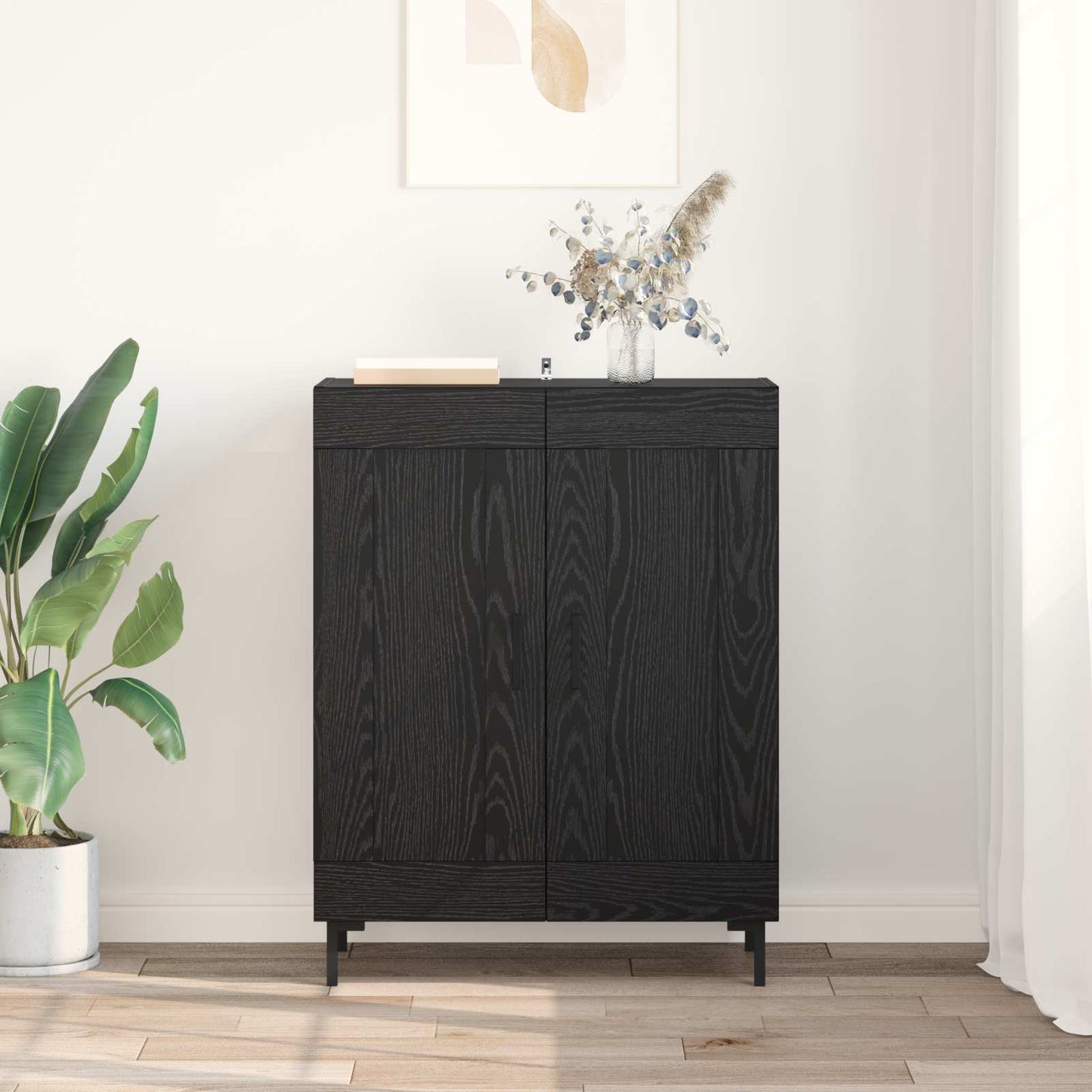 Sideboard Schwarz Eichen-Optik 69,5 x 34 x 90 cm