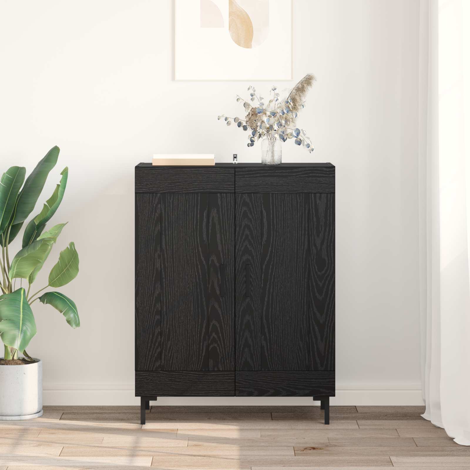 Sideboard Schwarz Eichen-Optik 69,5 x 34 x 90 cm