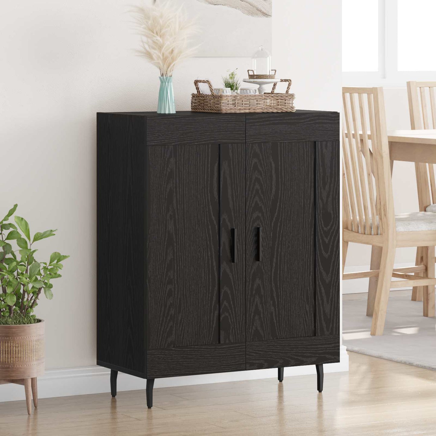 Sideboard Schwarz Eichen-Optik 69,5 x 34 x 90 cm