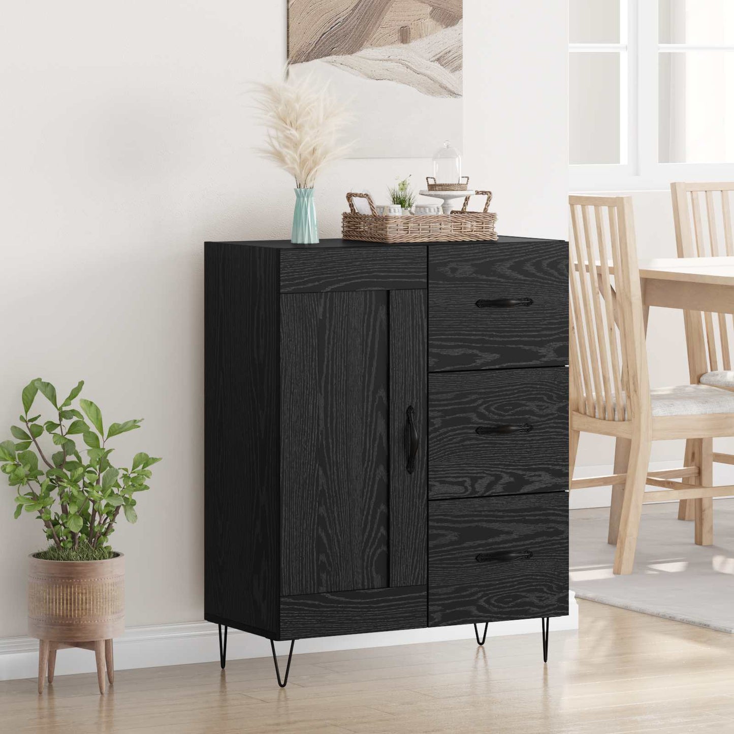 Sideboard Schwarze Eiche 69,5 x 34 x 90 cm Holzwerkstoff