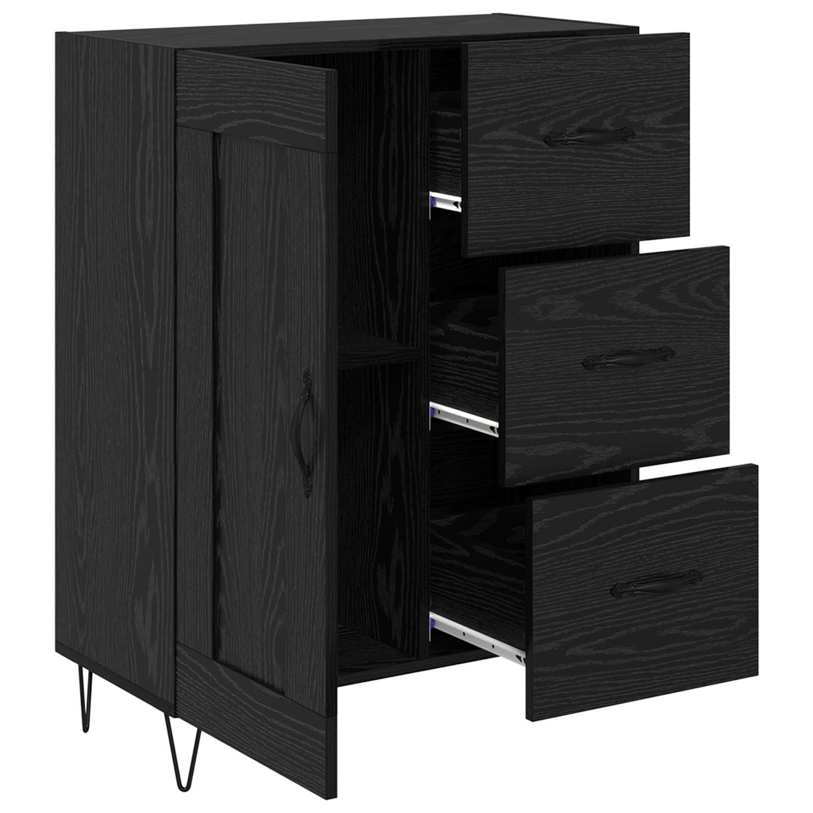 Sideboard Schwarze Eiche 69,5 x 34 x 90 cm Holzwerkstoff