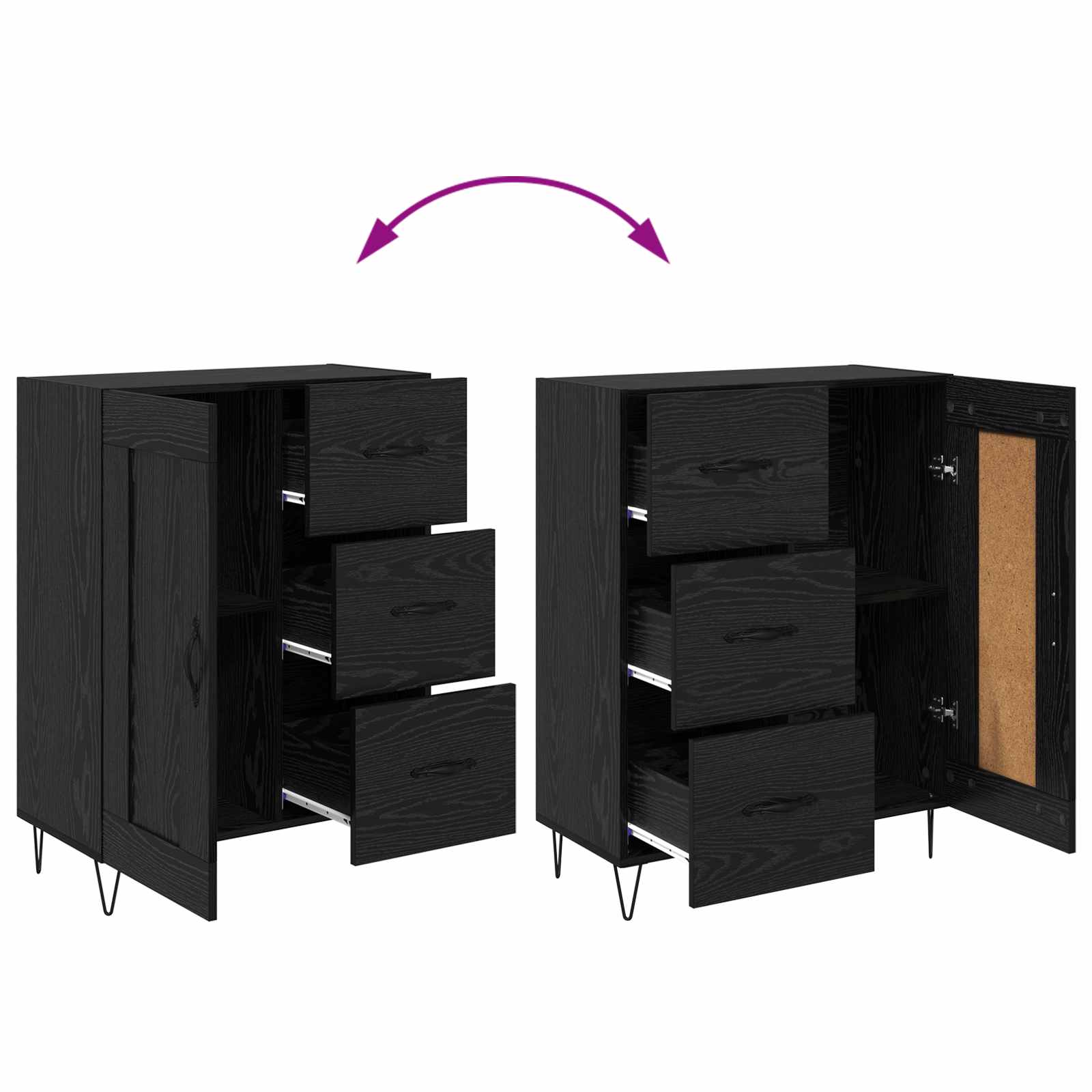 Sideboard Schwarze Eiche 69,5 x 34 x 90 cm Holzwerkstoff