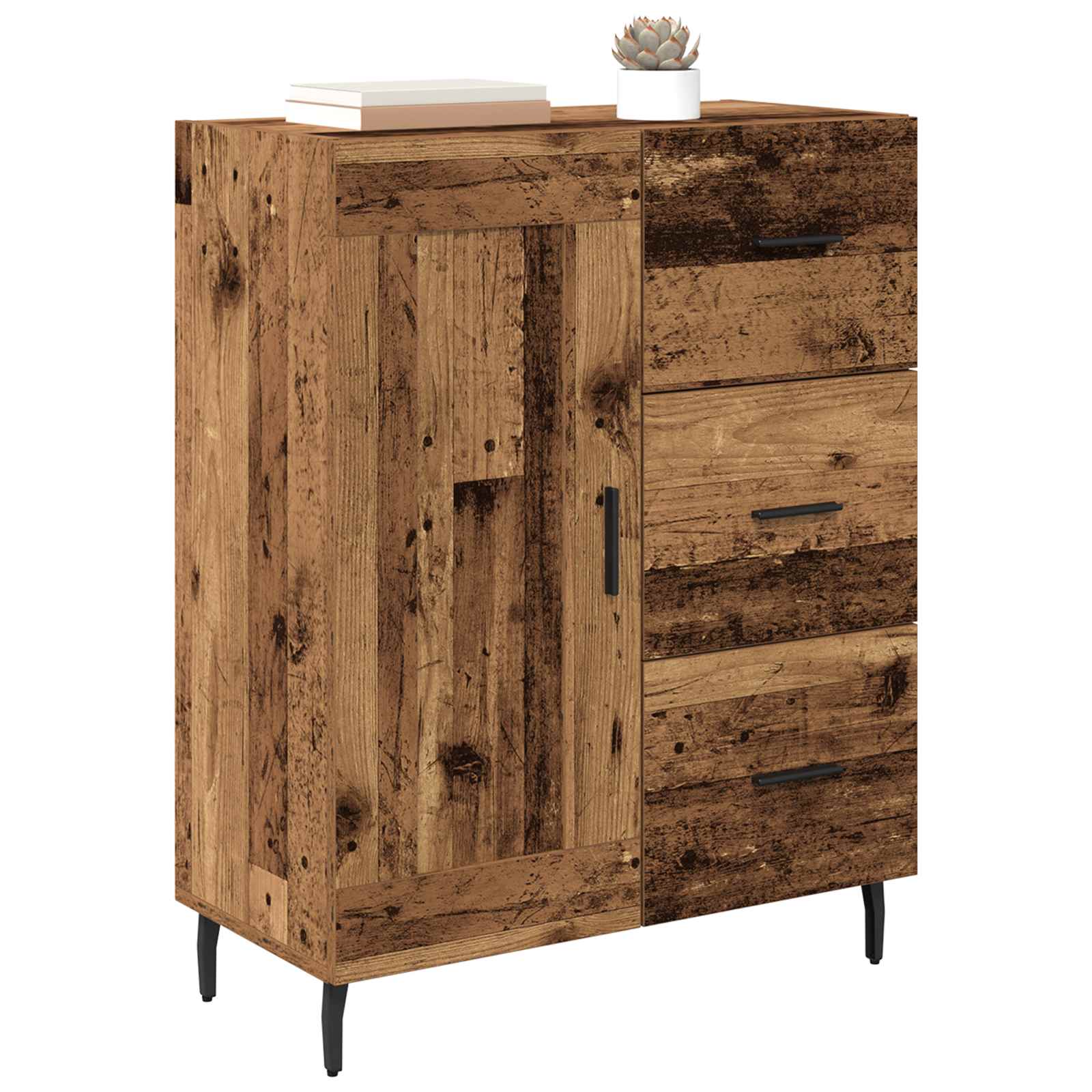 Sideboard Altholz 69,5 x 34 x 90 cm Verbundholz und Eisen