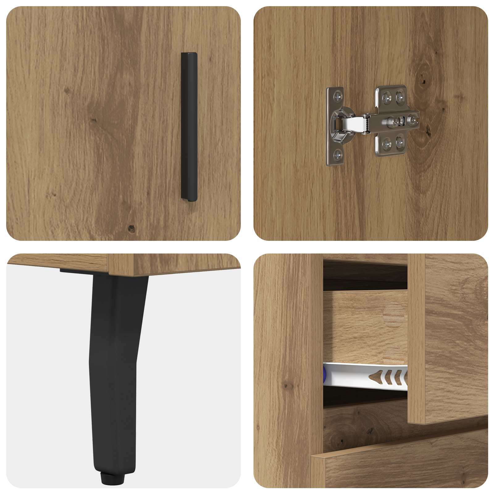 Sideboard Artisan-Eiche 69,5 x 34 x 90 cm Verbundholz und Eisen