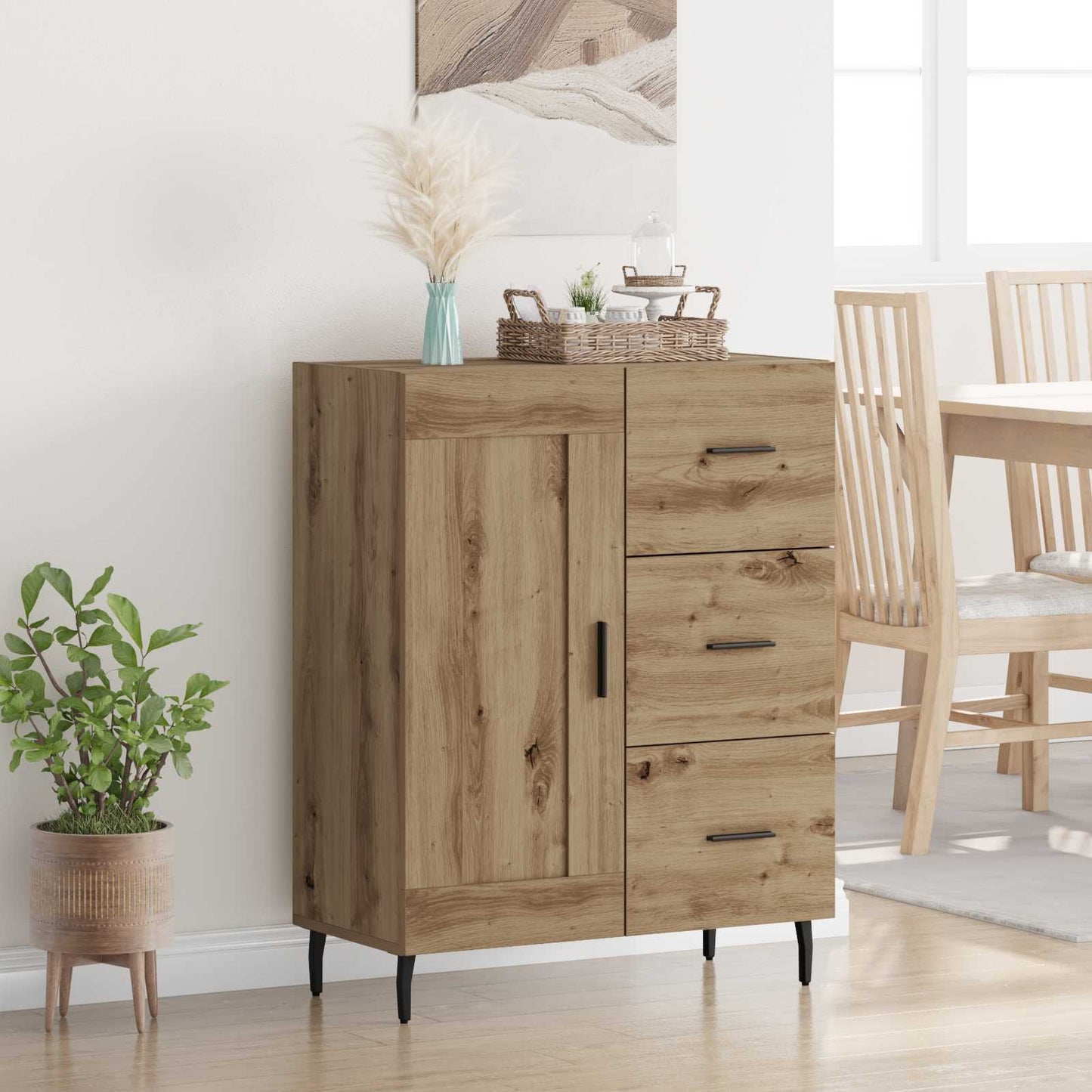 Sideboard Artisan-Eiche 69,5 x 34 x 90 cm Verbundholz und Eisen