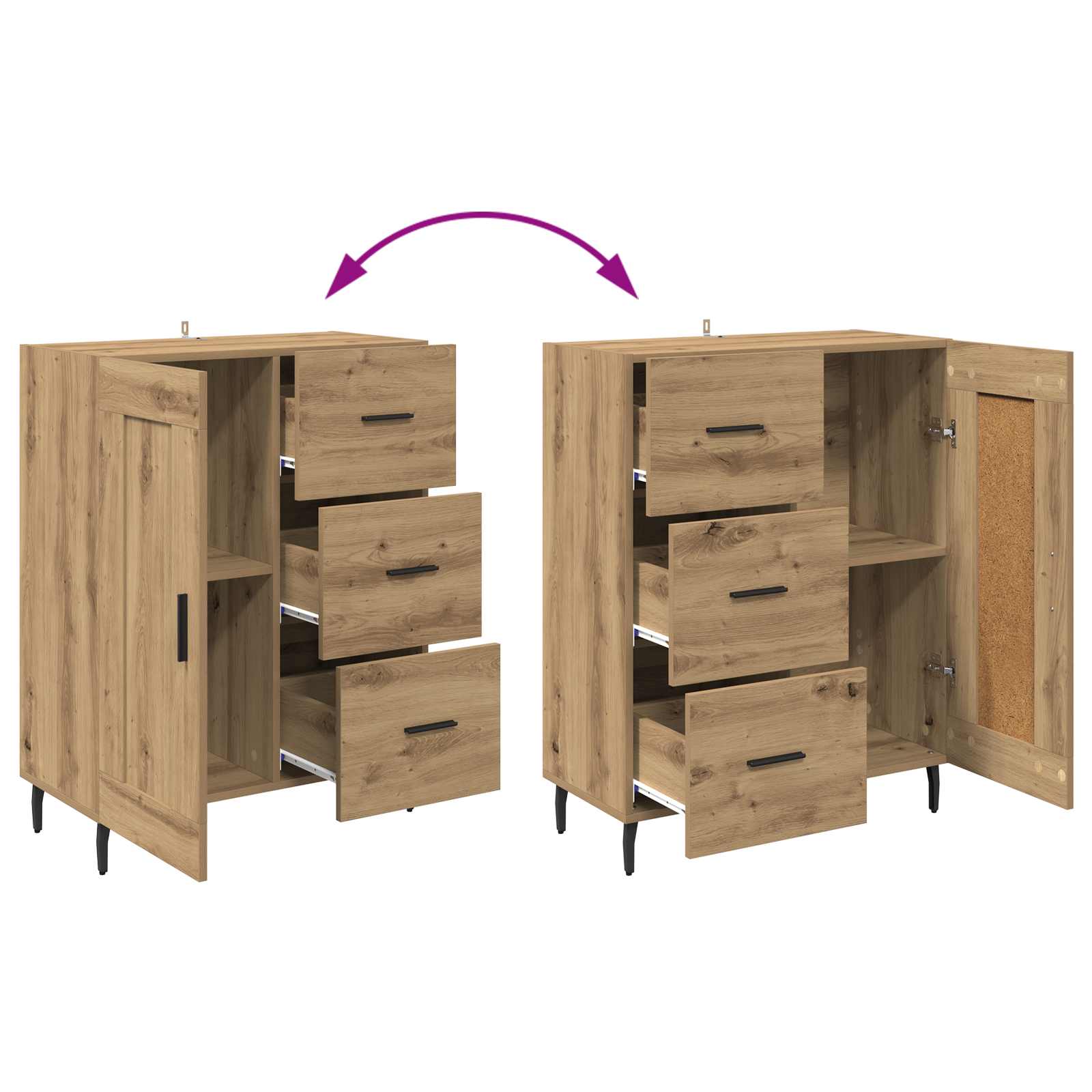 Sideboard Artisan-Eiche 69,5 x 34 x 90 cm Verbundholz und Eisen