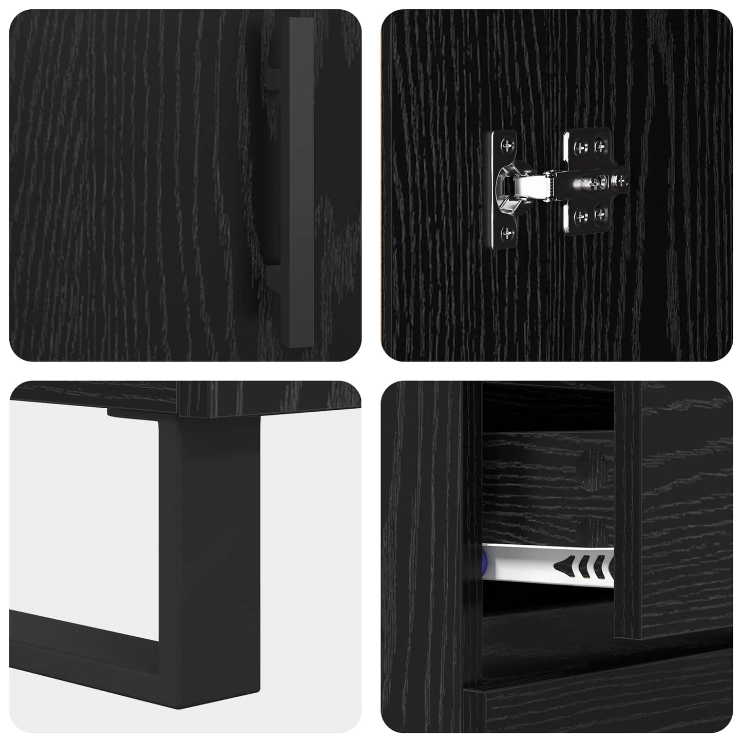 Sideboard mit Schubladen Schwarz Eichen-Optik 69,5 x 34 x 90 cm