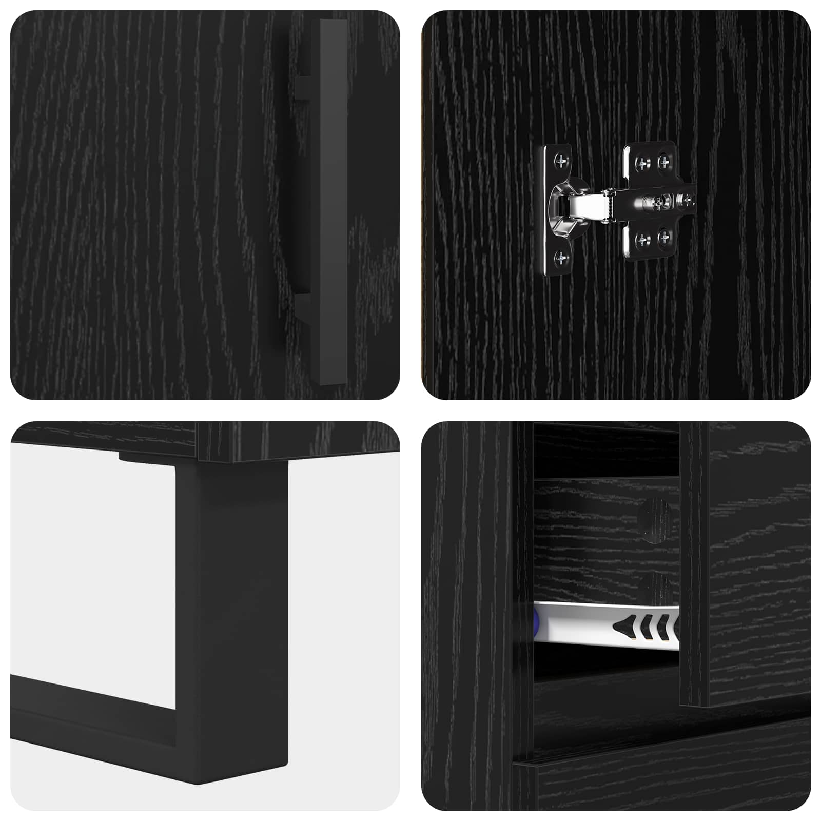 Sideboard mit Schubladen Schwarz Eichen-Optik 69,5 x 34 x 90 cm