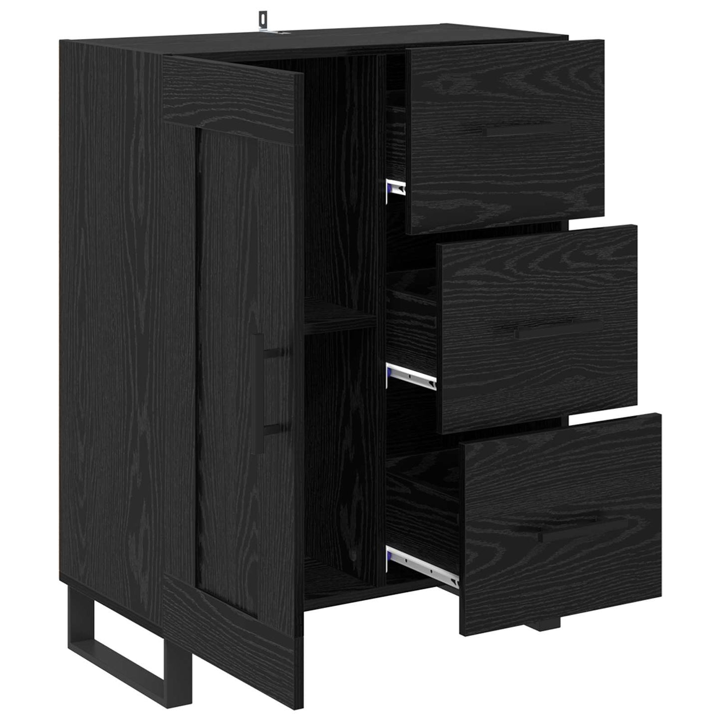 Sideboard mit Schubladen Schwarz Eichen-Optik 69,5 x 34 x 90 cm