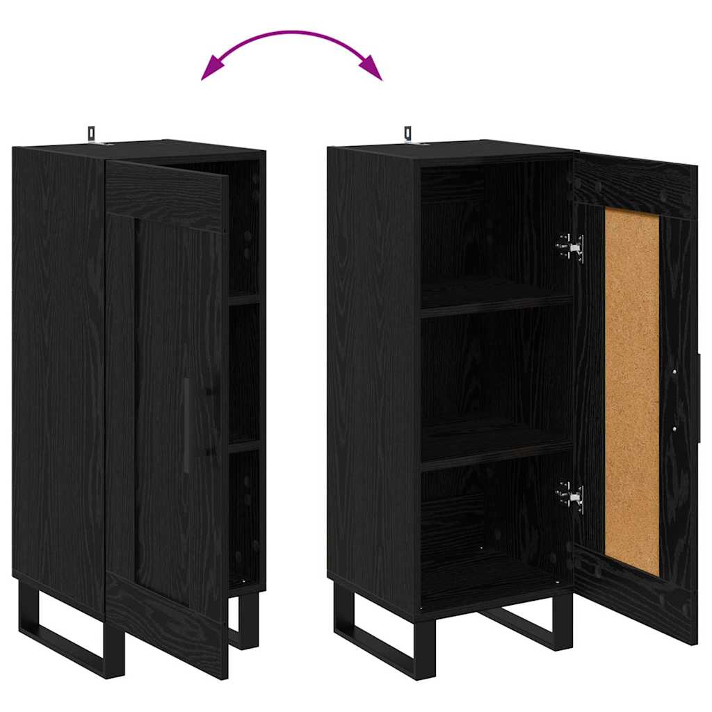 Sideboard Schwarz Eichen-Optik 34,5 x 34 x 90 cm