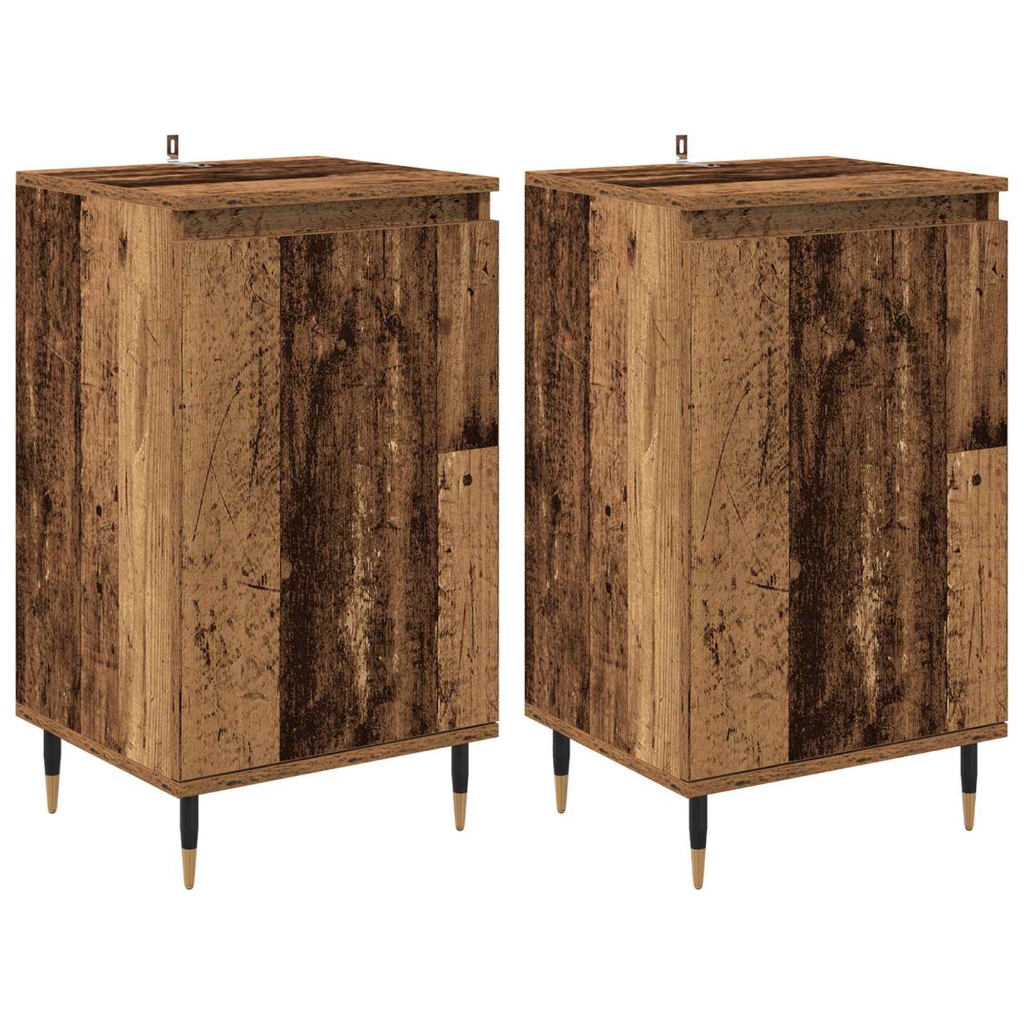 Sideboard 2 stk. Altholz 40 x 35 x 70 cm Verbundholz und Eisen