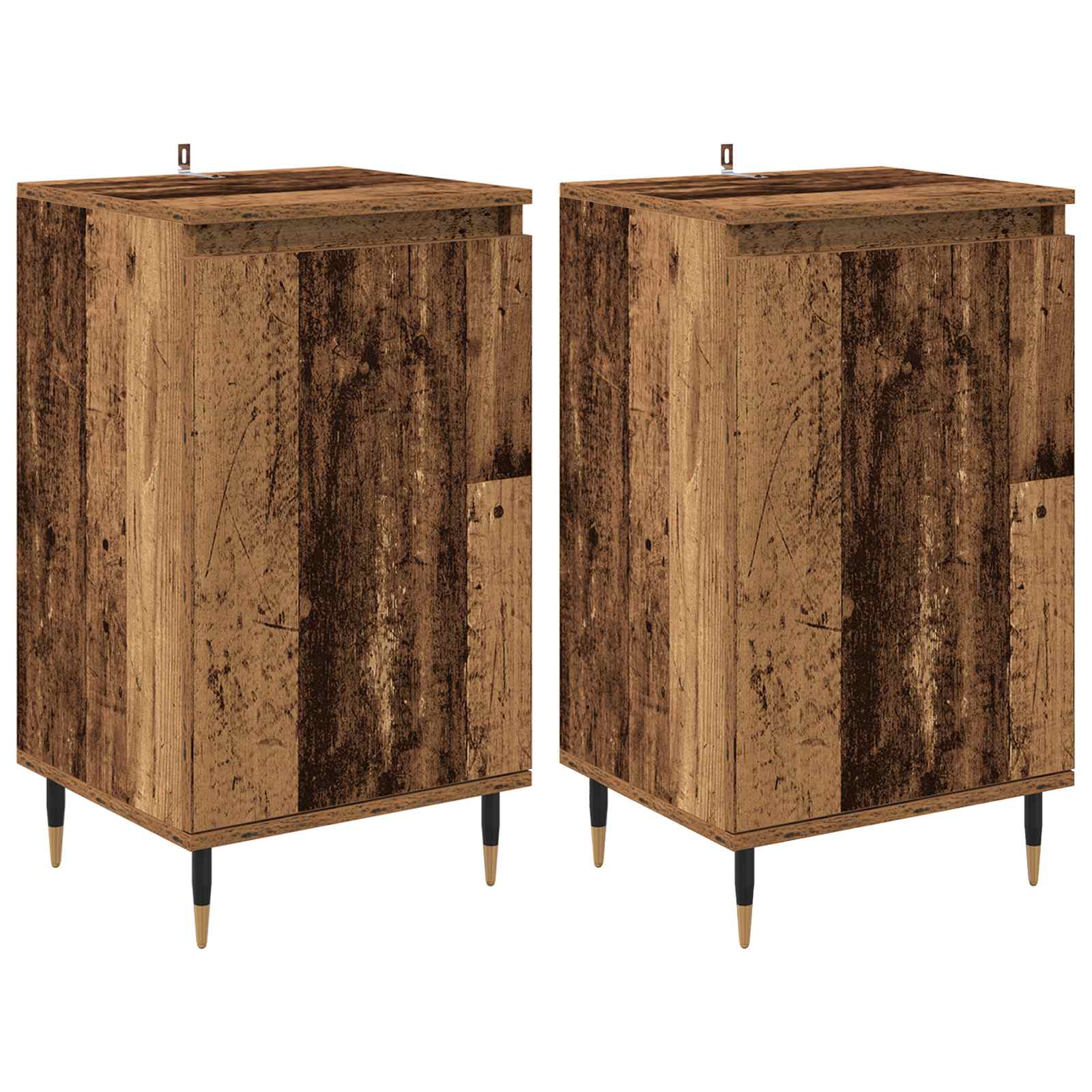 Sideboard 2 stk. Altholz 40 x 35 x 70 cm Verbundholz und Eisen