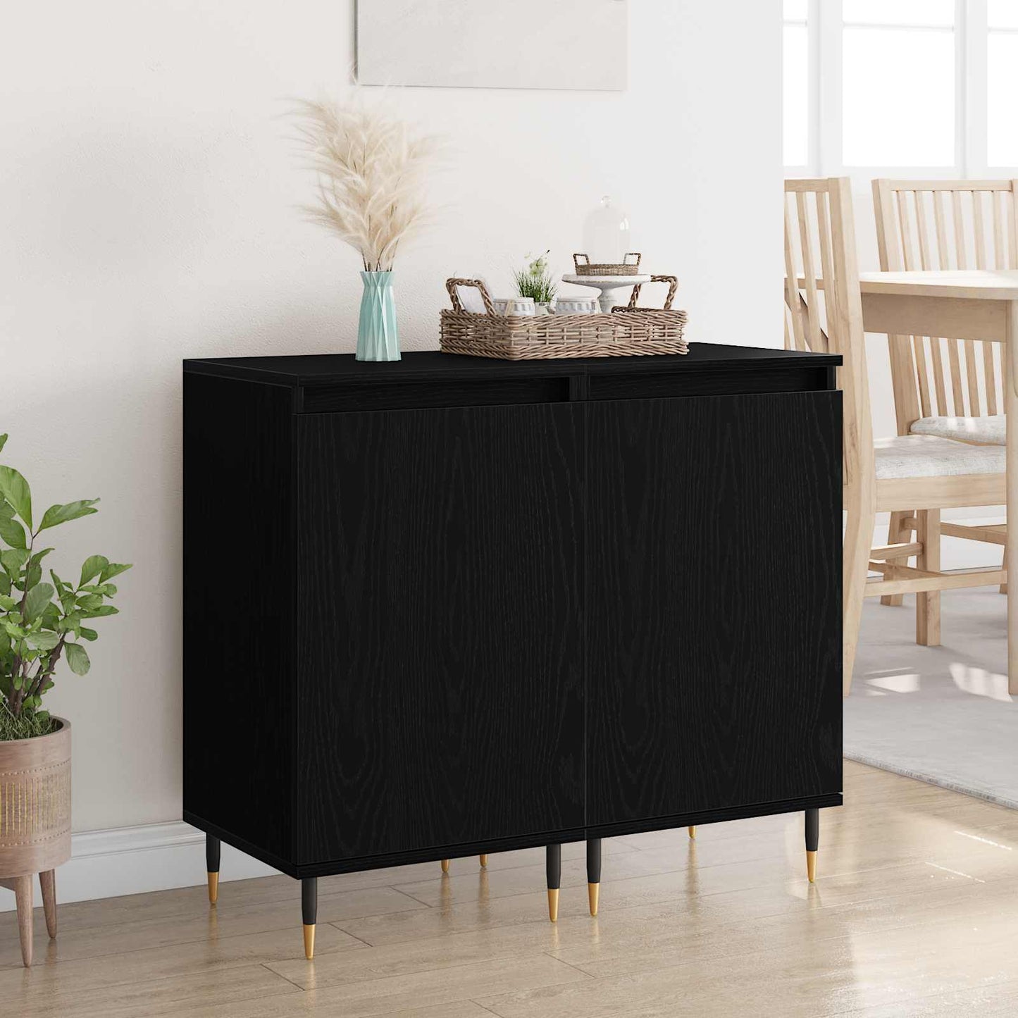 Sideboard 2 stk. Schwarz Eichen-Optik 40 x 35 x 70 cm