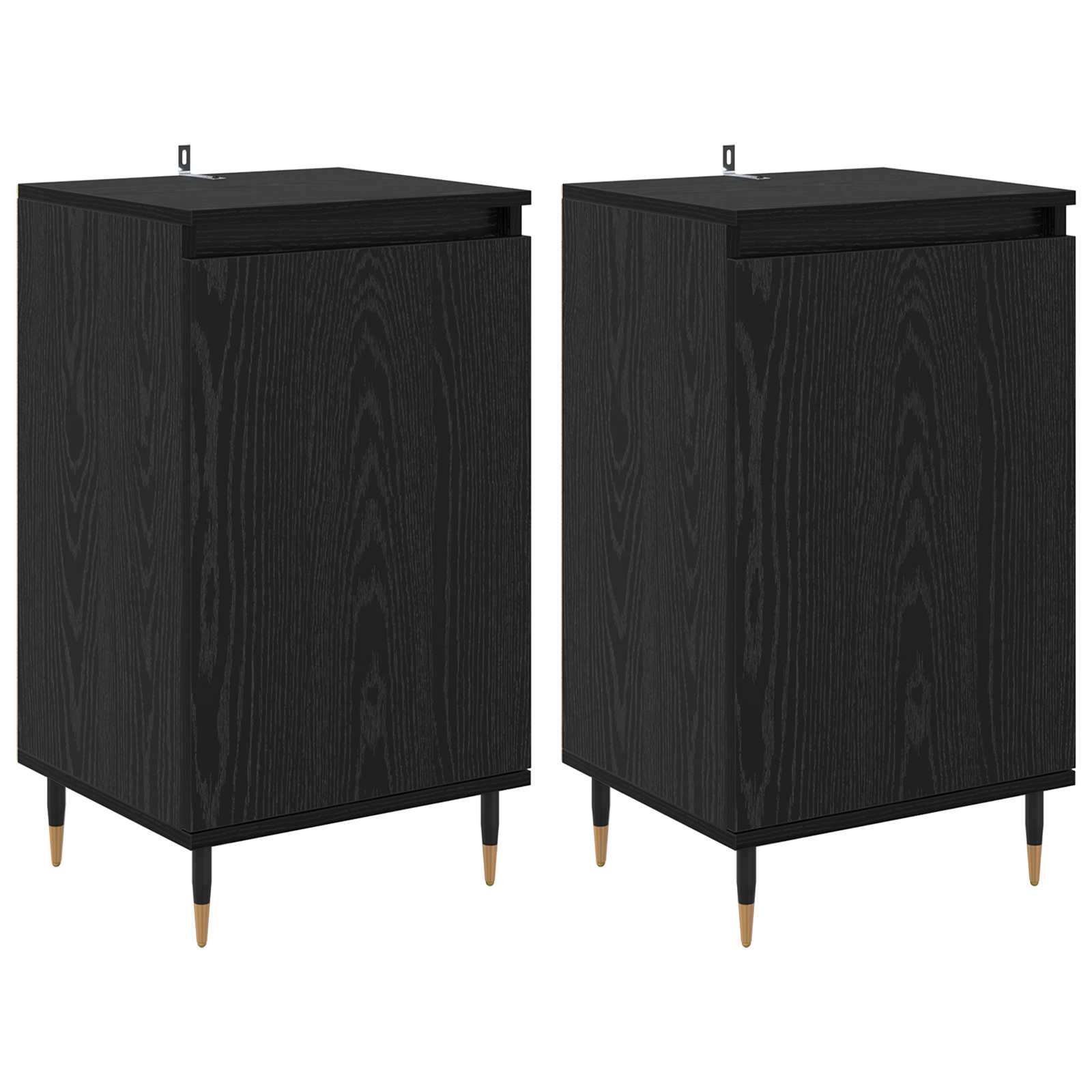 Sideboard 2 stk. Schwarz Eichen-Optik 40 x 35 x 70 cm