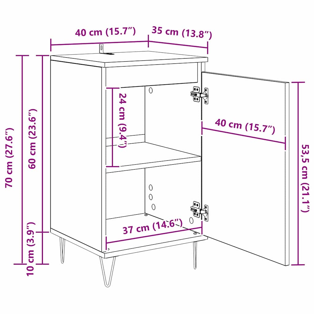 Sideboard Altholz 40 x 35 x 70 cm Holzwerkstoff