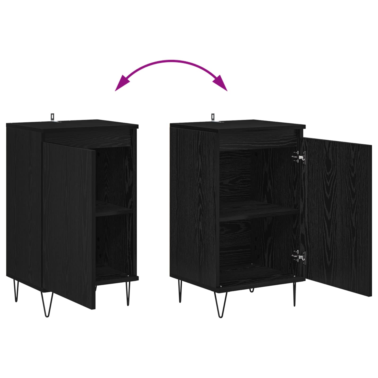 Sideboard Schwarz Eichen-Optik 40 x 35 x 70 cm Holzwerkstoff