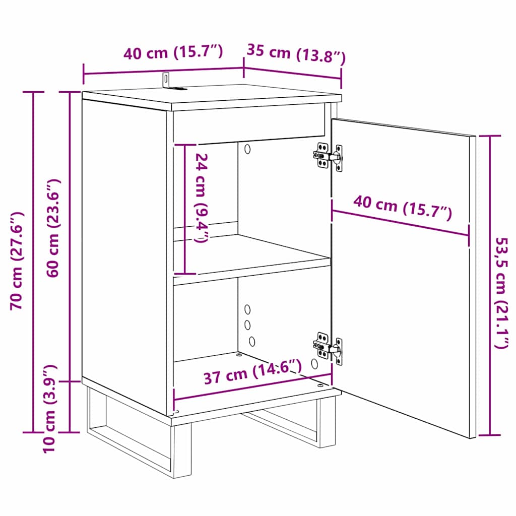 Sideboard Altholz 40 x 35 x 70 cm Holzwerkstoff