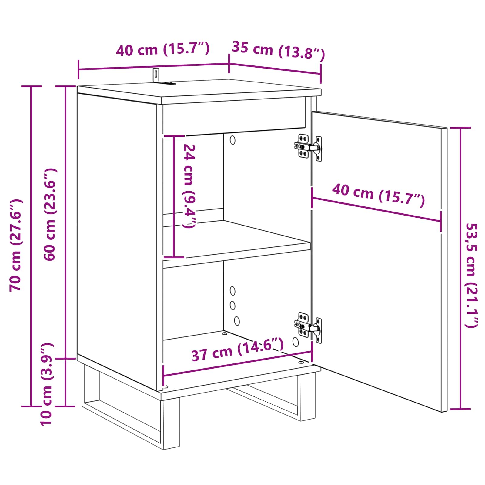 Sideboard Altholz 40 x 35 x 70 cm Holzwerkstoff