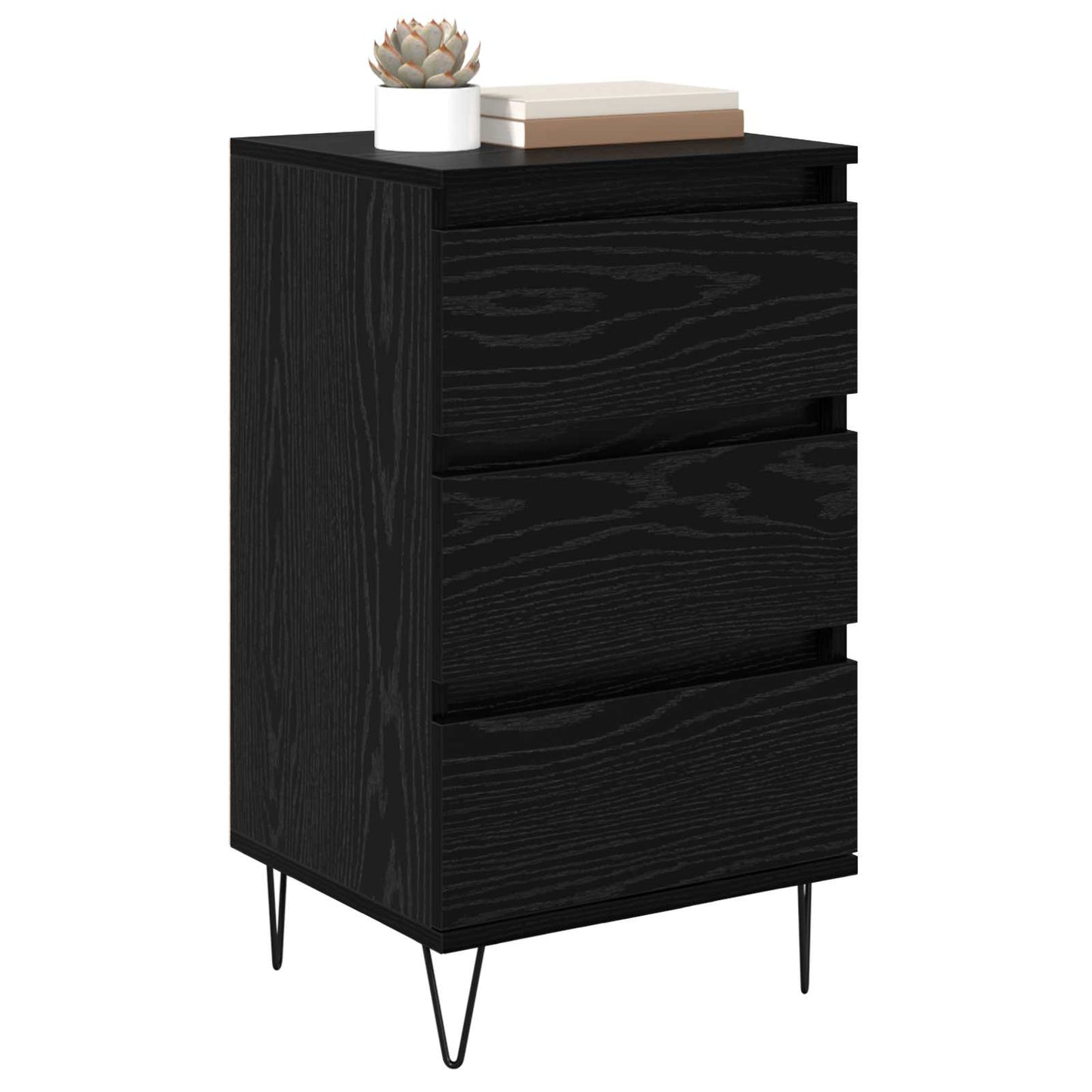 Sideboard Schwarz Eichen-Optik 40 x 35 x 70 cm