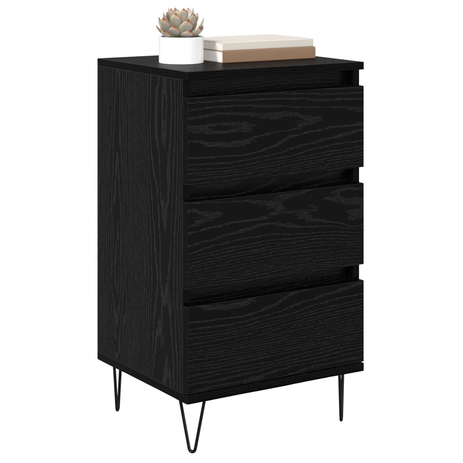 Sideboard Schwarz Eichen-Optik 40 x 35 x 70 cm