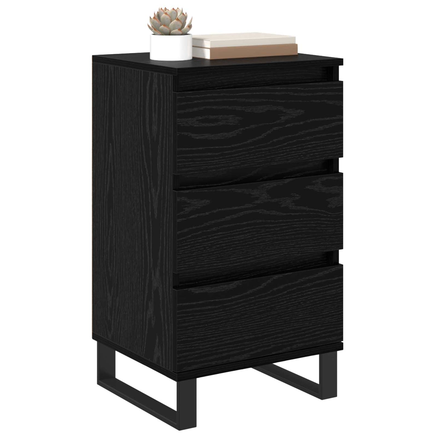 Sideboard Schwarz Eichen-Optik Holzwerkstoff