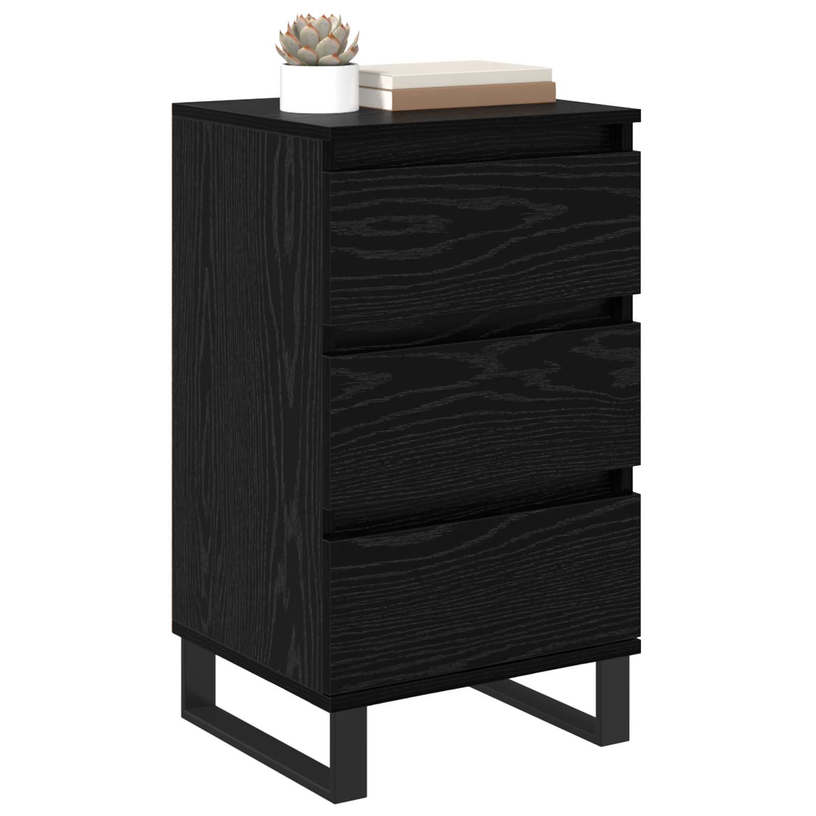 Sideboard Schwarz Eichen-Optik Holzwerkstoff